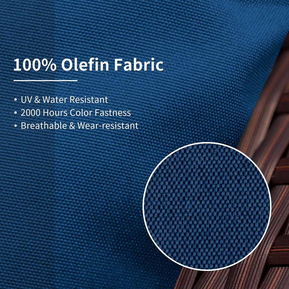 NICESOUL® Large 8 Pieces Brown Deep Seating Patio Backyard Patio Furniture with Ottomans Wicker Sectional Wicker Rattan Conversation Set with Navy Blue Olefin Cushion NICESOUL