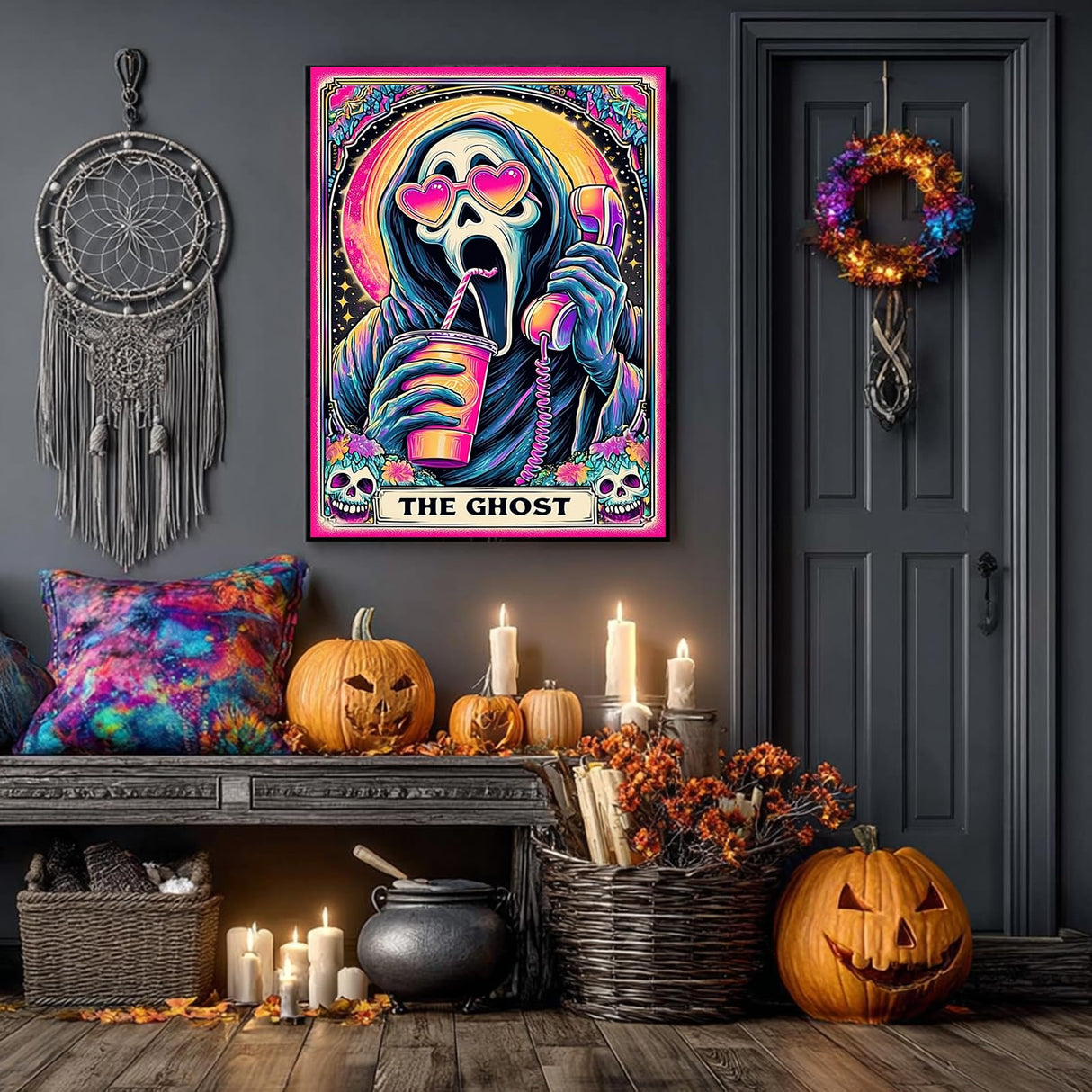 DIYDECORFUN Halloween Ghost Diamond Art Painting Kits for Adults Beginner The Ghost Diamond Art On Canvas,DIY 5D Full Round Drills Skull Painting with Diamonds Gem Art Crafts for Home Decor 12x16 in DIYDECORFUN