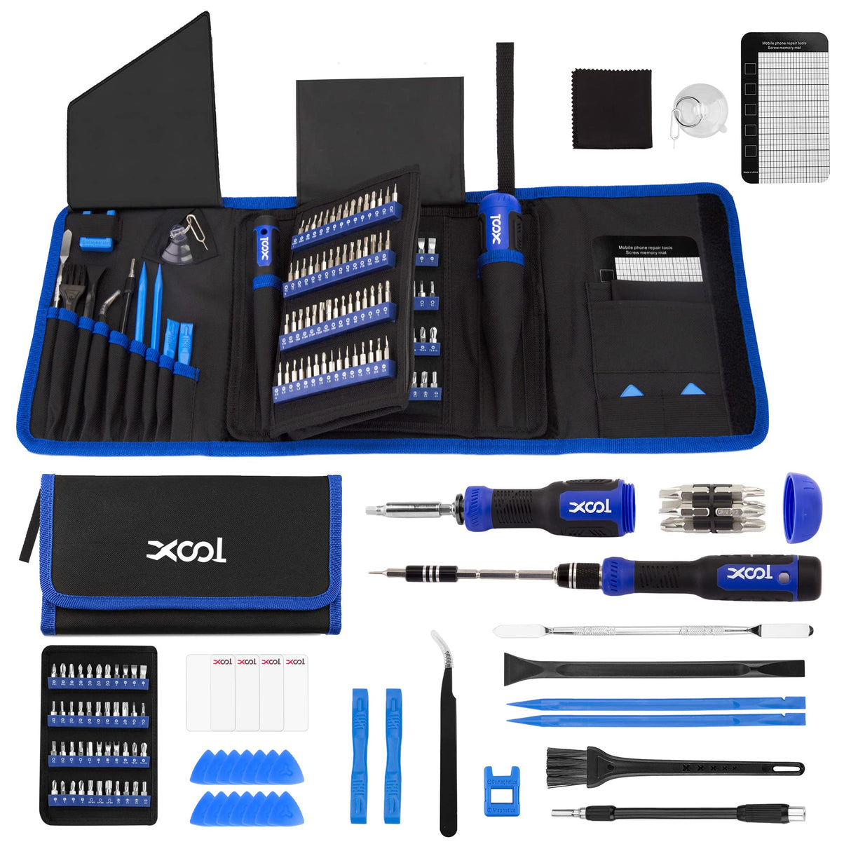 XOOL 200 in 1 Precision Screwdriver Kit, Electronics Repair Tool Magnetic Driver Kit with 164 Bits, Flexible Shaft, Extension Rod for Computer, iPhone, Laptop, PC, PS4, Xbox, Nintendo XOOL
