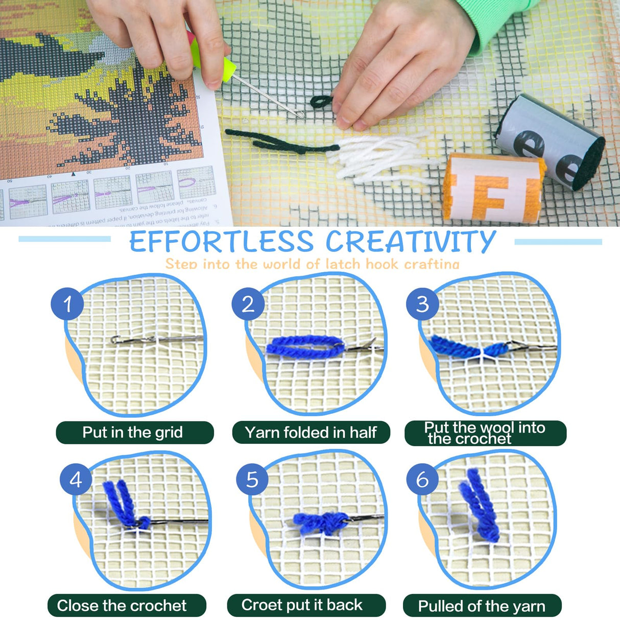 ZFFLYH Latch Hook Kit Plant Flower Leaves DIY Throw Pillow Cover Sofa Cushion Cover Preprinted Canvas Crochet Yarn Kits Needlework Crafts 43x43cm ZFFLYH