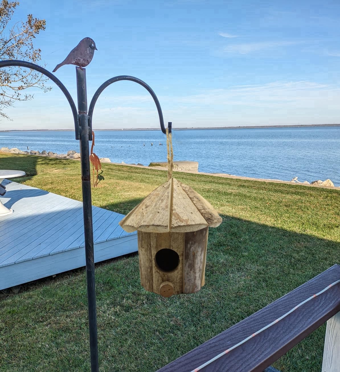 Wooden Birdhouses for Outside, Hanging Birdhouse, Cardinal Bird House Nesting Box, Natural Wood Bluebird Houses for Outdoors Finch Bluebird Cardinals, Garden Decoration DoubleWood