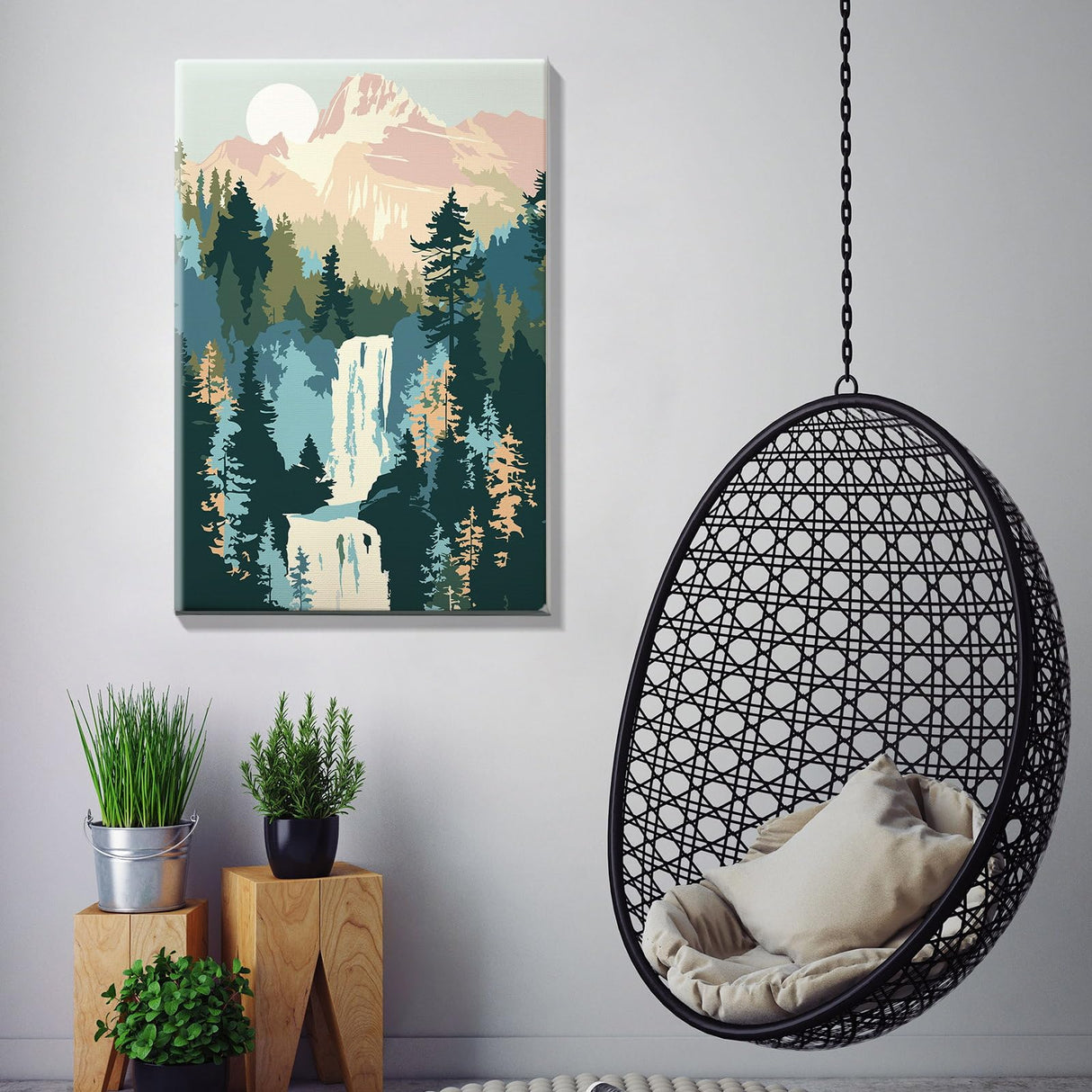 JOOZ Mountain Paint by Numbers Kit for Adults with Frame, Mountain Waterfall Paint by Number with Easel, DIY Easy Acrylic Landscape Oil Painting Kit Framed Canvas for Home Wall Decor 8x12 Inch JOOZ