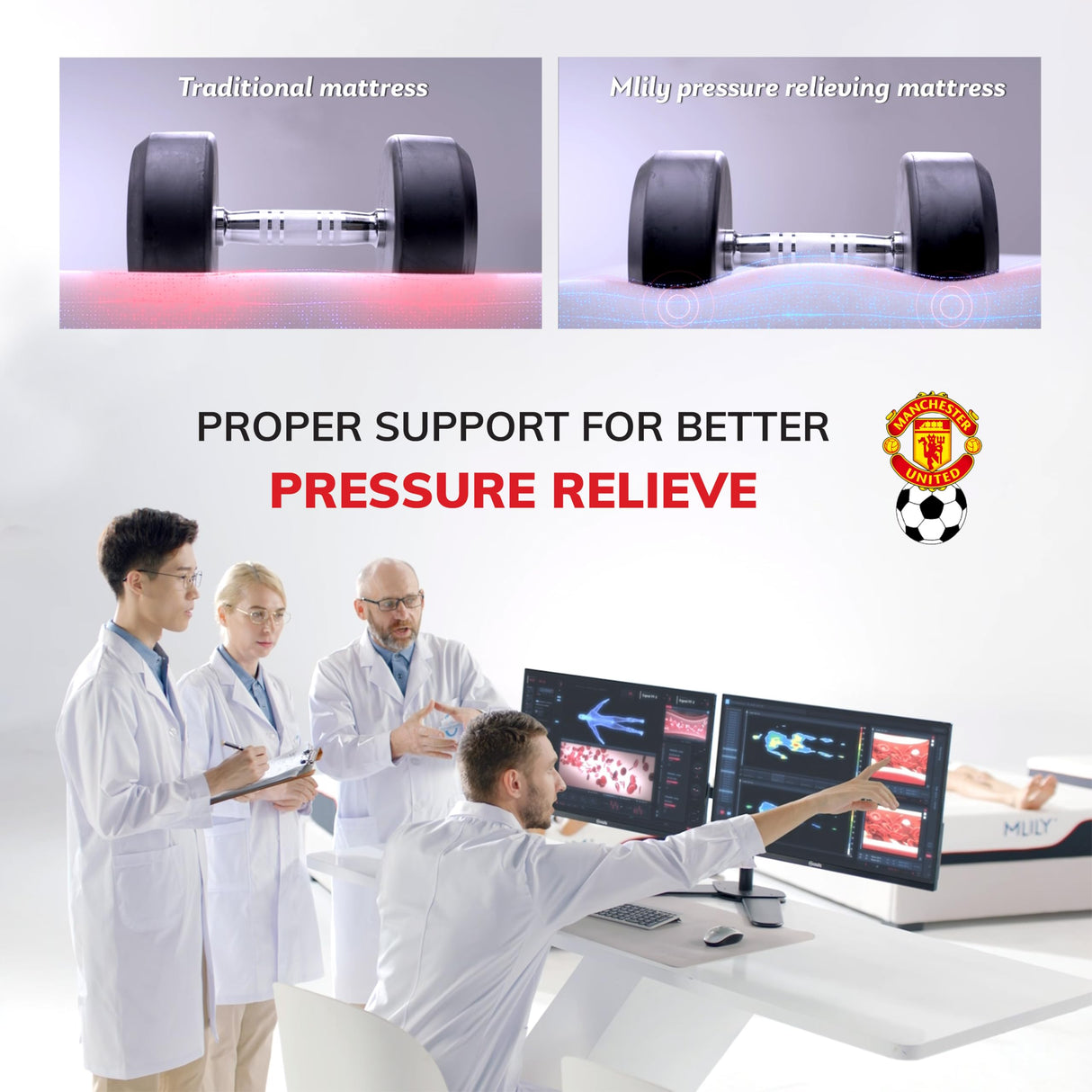 MLILY California King Mattress Bed Mattress, Manchester United 10 Inch Memory Foam Mattress, Cool Sleep & Pressure Relief, Made in USA, White MLILY