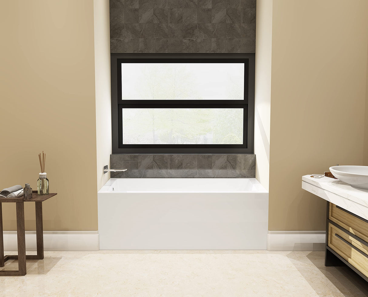 Kingston Brass Aqua Eden VTAP603622L 60-Inch Acrylic Alcove Tub with Left Hand Drain, White Kingston Brass