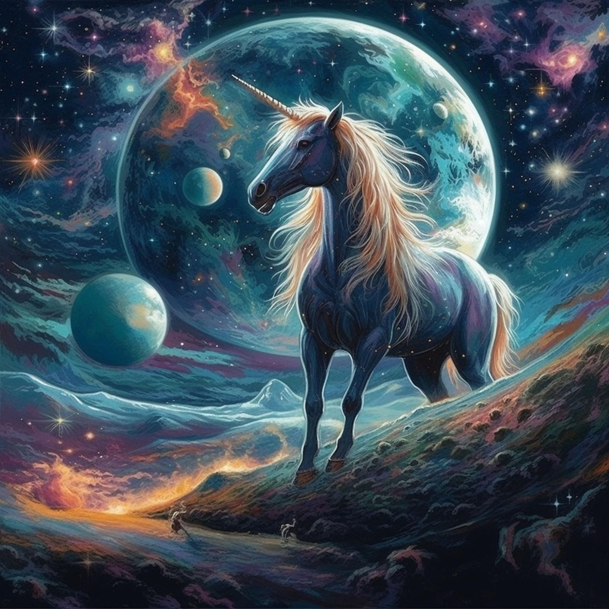 OfFsum Paint by Numbers for Adults Kids Beginner Unicorn Planet 6 DIY Acrylic Painting by Numbers Kits with Brushes Acrylic Pigment Home Decoration Brithday Gifts 16 x 20 inch OfFsum