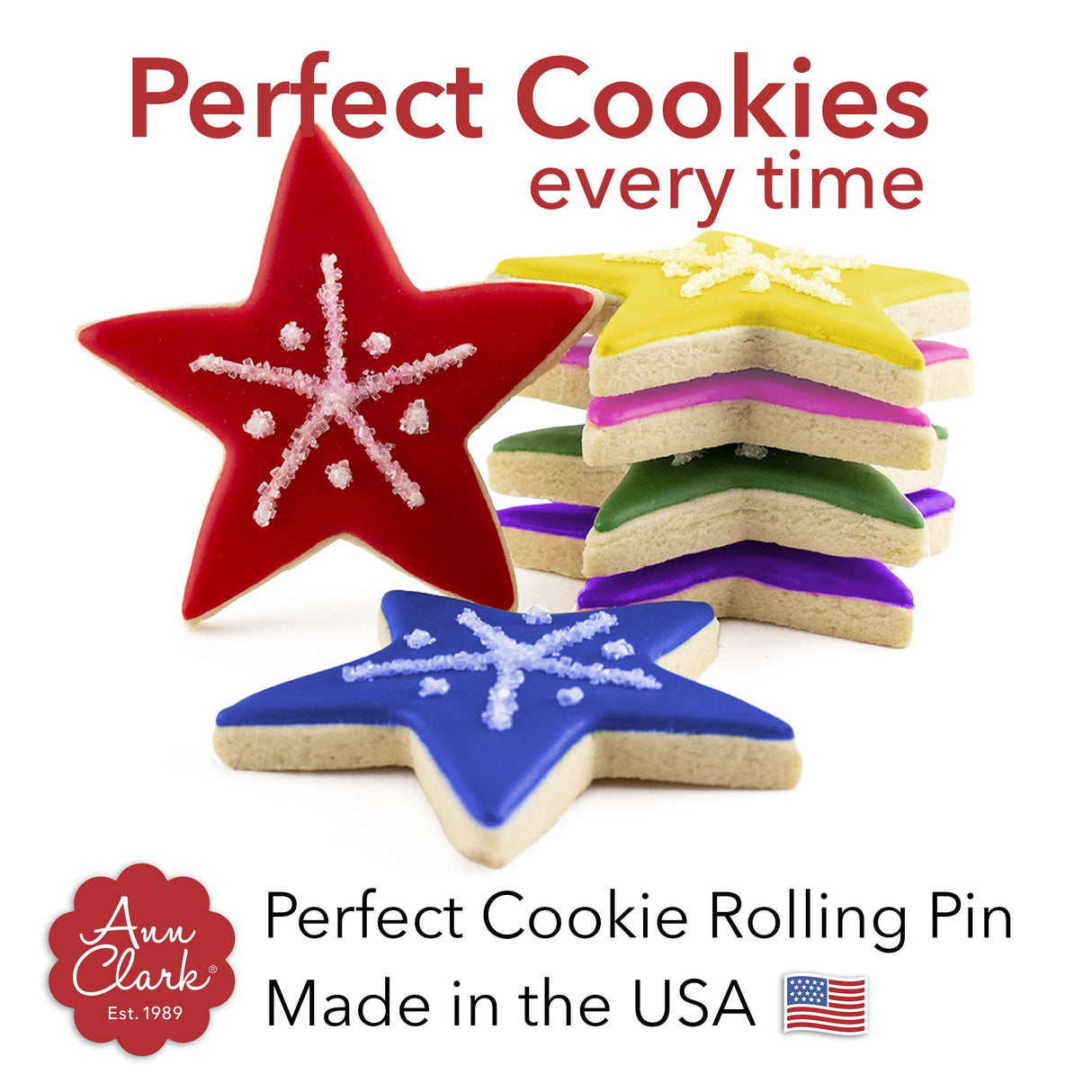 Perfect Cookie Rolling Pin 1/4-in. Fixed Depth Hardwood Made in the USA by Ann Clark Ann Clark Cookie Cutters