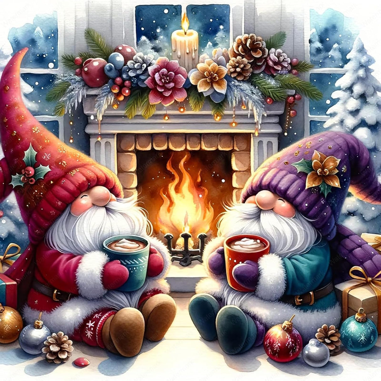 Paint by Numbers Kit for Adults Beginner, Christmas Gnome Easy Paint by Number Kits on Canvas Without Framed,DIY Acrylic Oil Painting Adults Paint by Numbers Kits for Home Wall Decor 16x16 Inch. JYXSJYYD