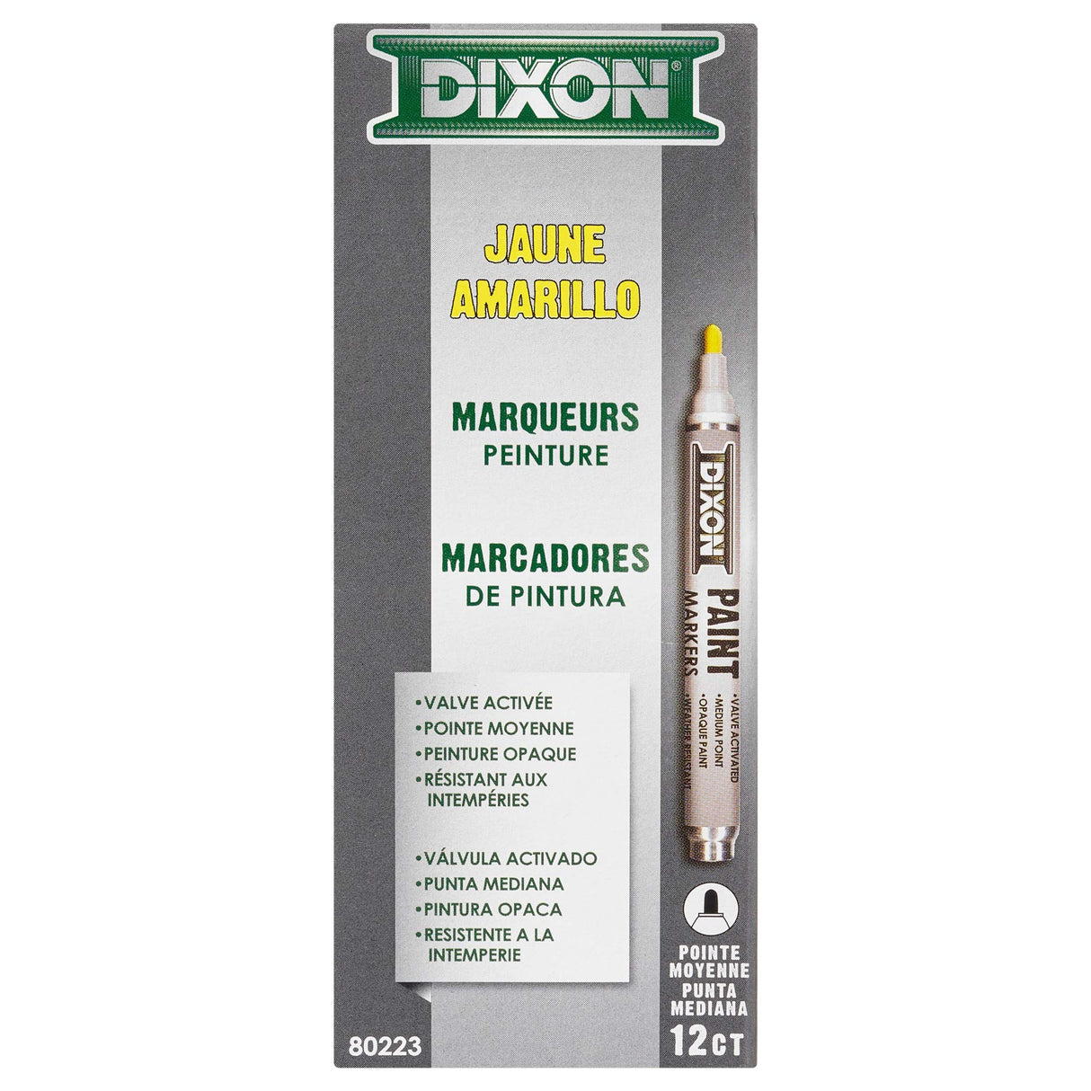 Dixon Paint Markers, Medium Tip, Box of 12, Yellow (80223) Dixon