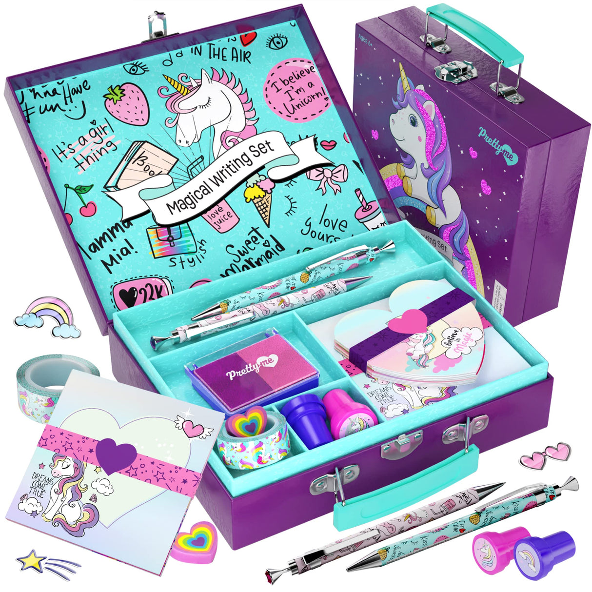 Pretty Me Unicorn Stationery Set for Kids - Birthday Gifts for Girls Ages 6, 7, 8, 9, 10 to 12 Year Old Age - Stationary Letter Writing Art Kit - Best Girl Birthday Gift - Preteen Craft Toys, Presents Pretty Me