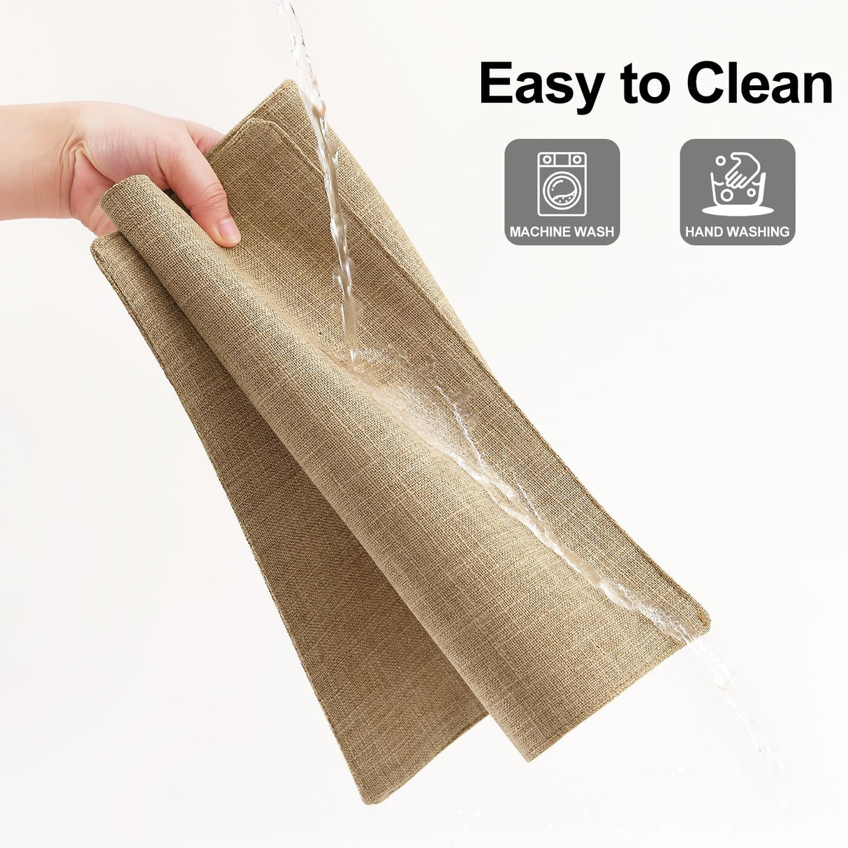 Homaxy Cloths Placemats for Dining Table Set of 6, Heat Resistant Washable Cotton Linen Blend Table Mats, Easy to Clean Place Mats for Indoor Outdoor Party Kitchen Decoration, 13" x 19", Flaxen Homaxy