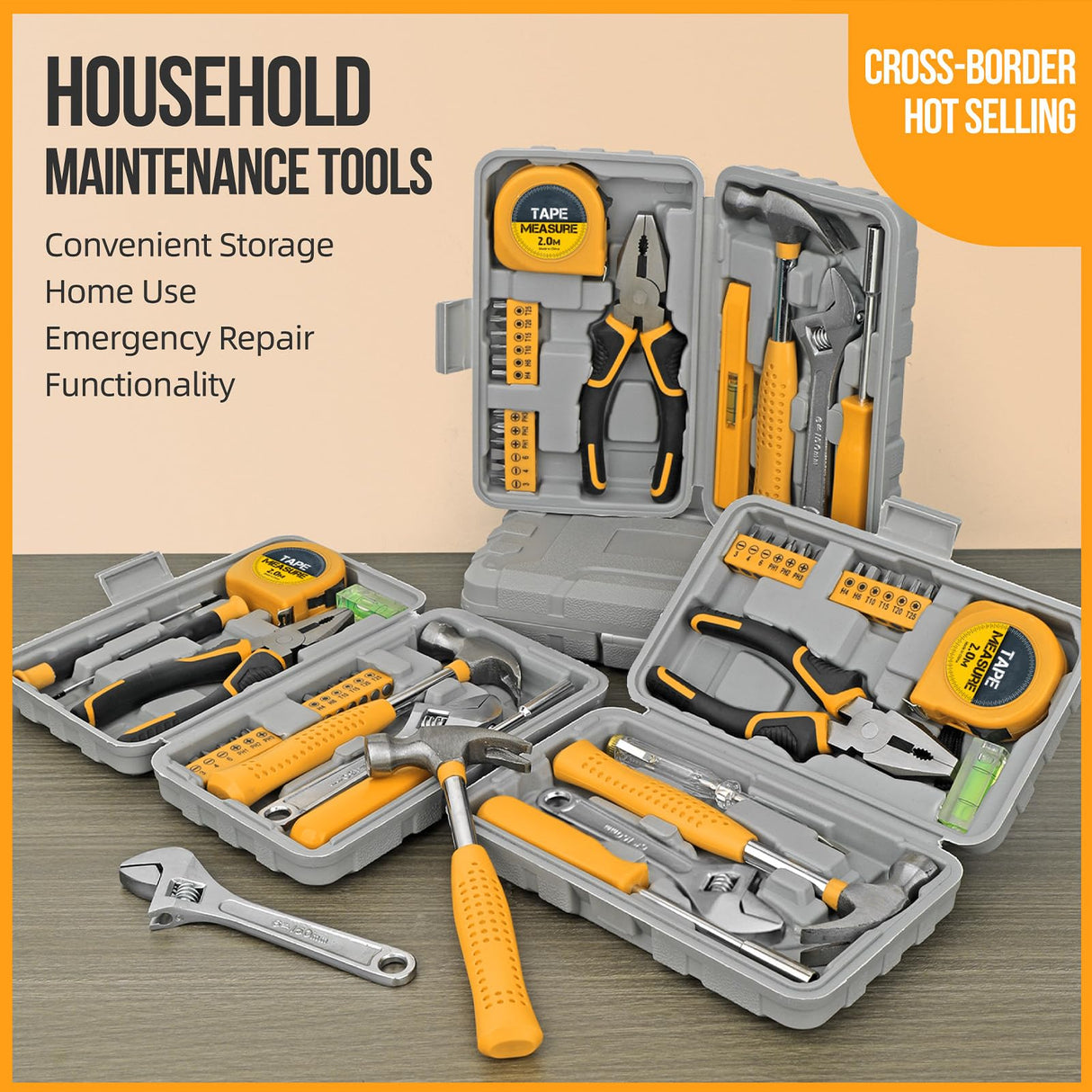 20 Pieces Home Tool Set, Basics Household Tool Kit with Small Mini Carrying Box for Men and Women DIY (Yellow) Elvesoar