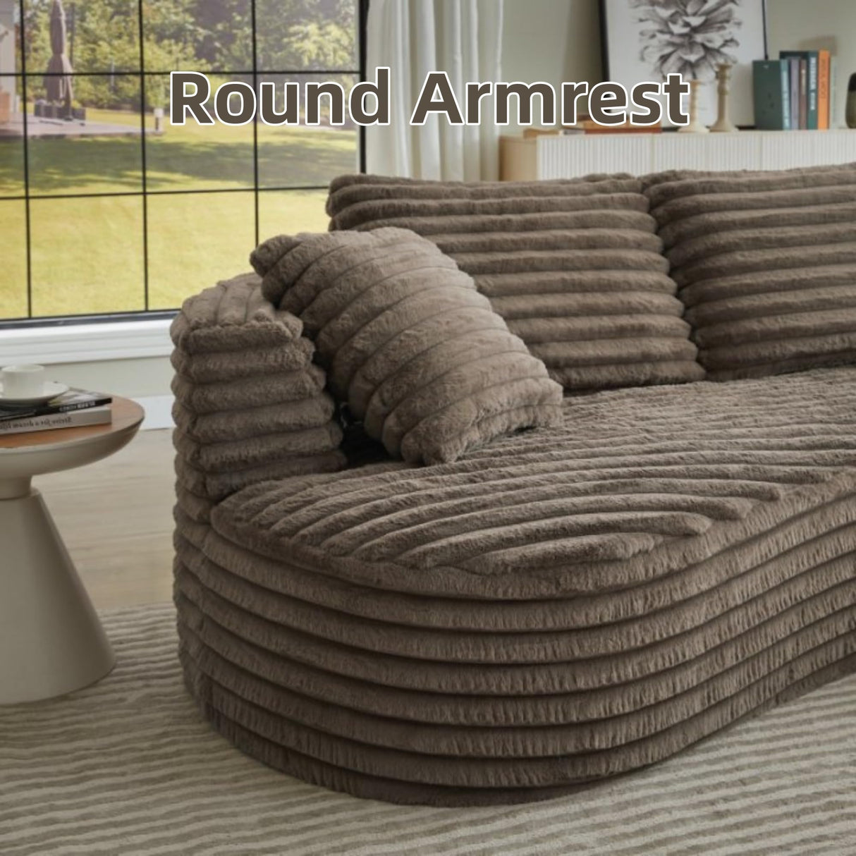 Trygoal Modern Curved L-Shape Sectional Sofa, Luxury Oversized Upholstered Sofa with Deep Seat, Comfy Sleeper Couch with Left Chaise Lounge, Boneless Cloud Curved Couch for Living Room, Cream Trygoal