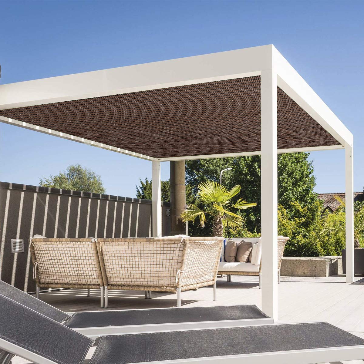 Eden's Decor Straight Flat-Edged Sun Shade Sail Rectangular 6' x 15' Brown UV-Blocking Outdoor Canopy Fabric Cloth Awning for Pergola Patio Garden Backyard Custom Size Eden's Decor