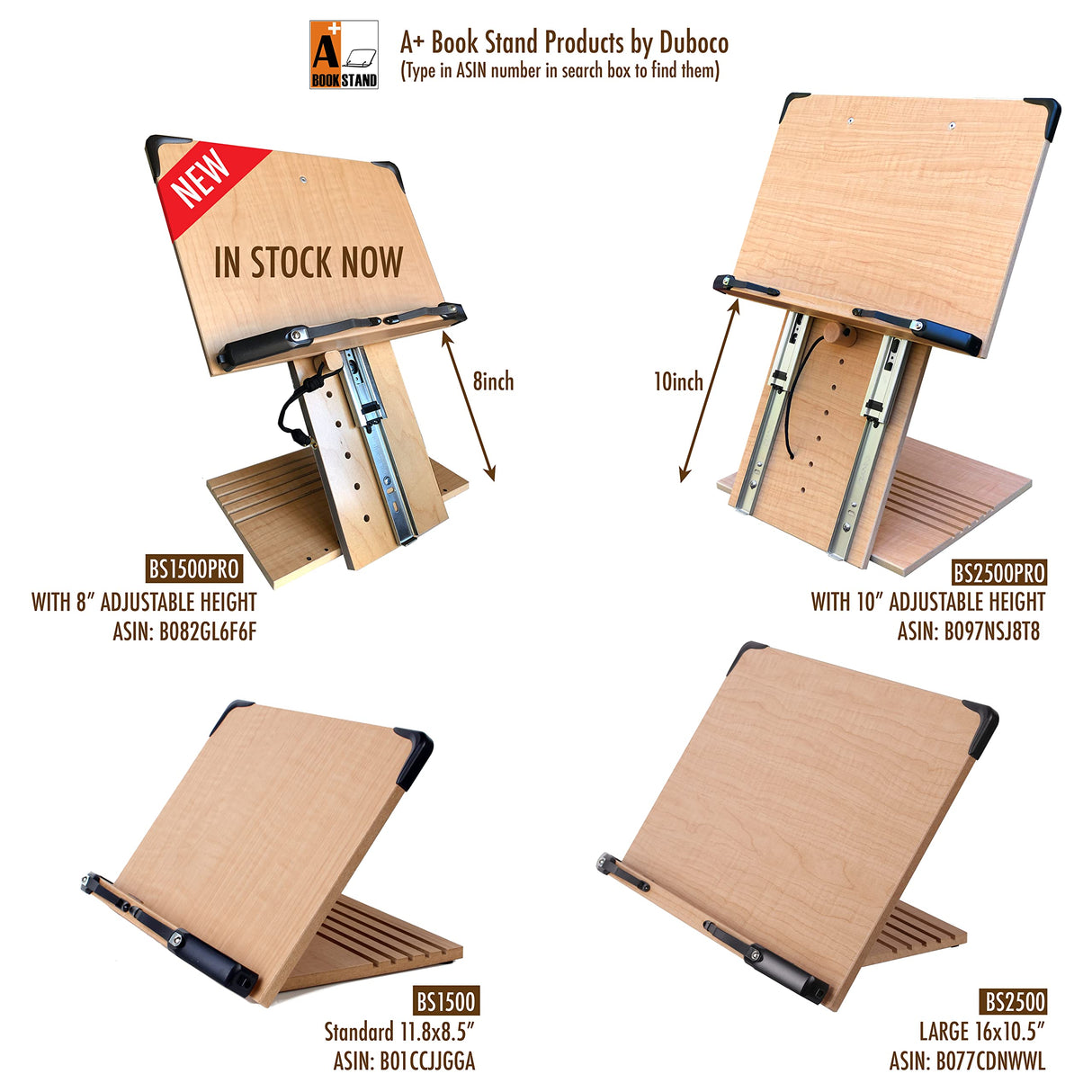 A+ Book Stand BS1500PRO Large Portable Height Adjustable Foldable Eye-Level Ergonomic Bookstand Holder for Reading Hands Free Large Thick Heavy College Textbooks Tablets Neck Pain Free A+ BOOK STAND