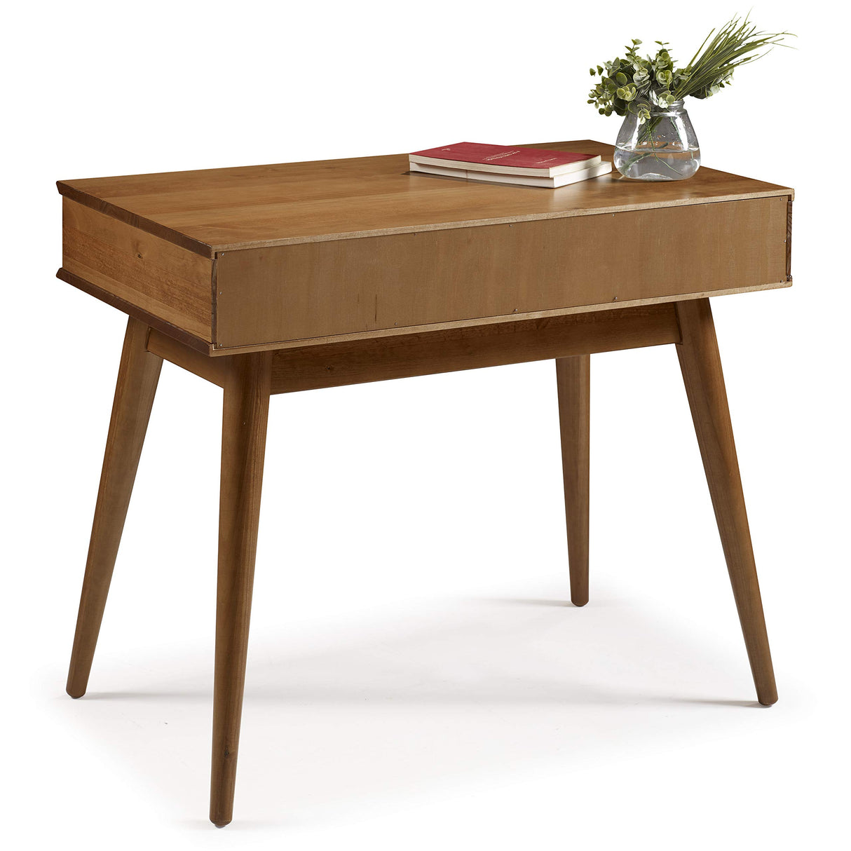 Camaflexi Mid-Century Modern Computer Desk / 35.75"W / Study Writing Table / Solid Wood / Natural Variations of Wood Grains / One Drawer / Partial Camaflexi