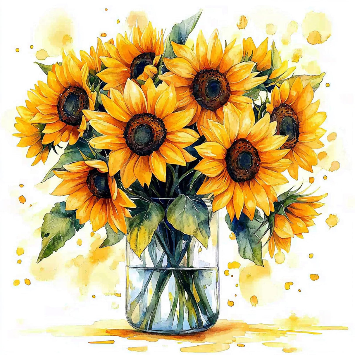 RICUVED Diamond Art Kits for Adults, Sunflower Diamond Painting Kits for Beginners, Flowers in Bottle DIY 5D Full Round Drill Gem Crystal Rhinestone Art and Craft Kit for Gift Home Wall Decor 30x30cm RICUVED