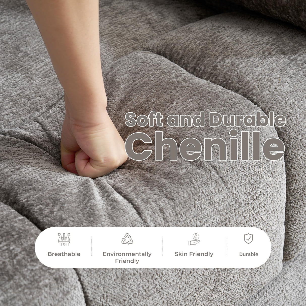 Oversized Swivel Rocker Recliner with Massage and Heat, 26" Extra Wide Manual Recliner for Adults & Big Man, Overstuffed Rocking Chair with High Back for Living Room, Grey Chenille RUTOX