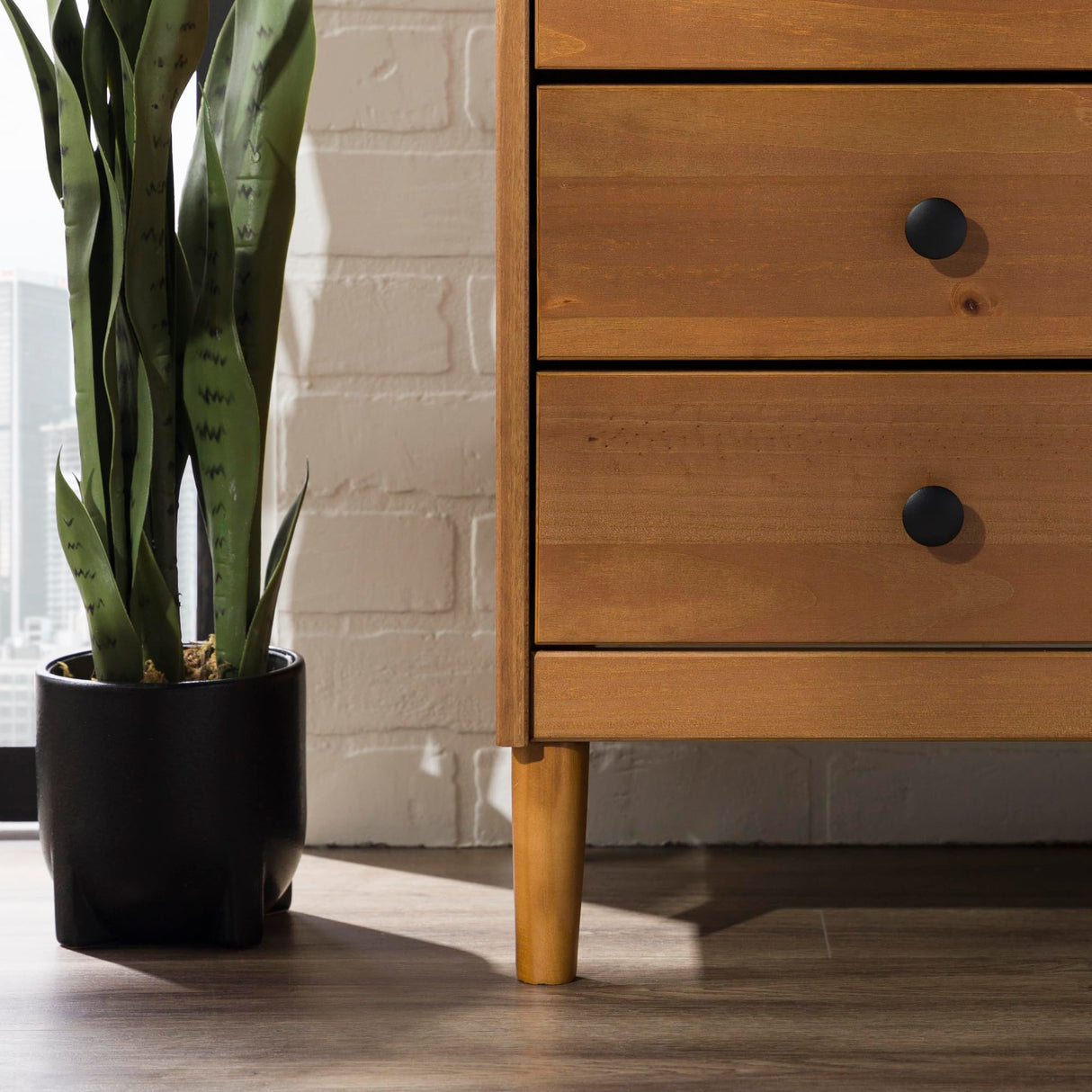 Walker Edison Traditional Wood 3 Drawer Nightstand Side Table Bedroom Storage Drawer and Shelf Bedside End Table, 18 Inch, Caramel Walker Edison