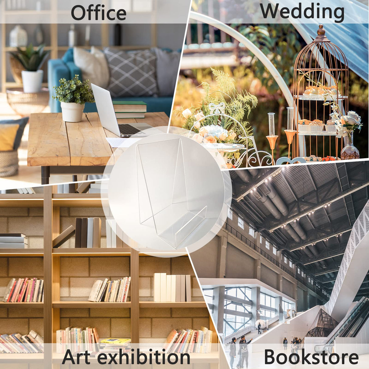 6'' x 4'' Acrylic Book Display Stand Clear Easel with Ledge Tablet Holder for Displaying Books, Pictures, Notebooks, CDs, Artworks, etc (Large) (6) Bovbazo