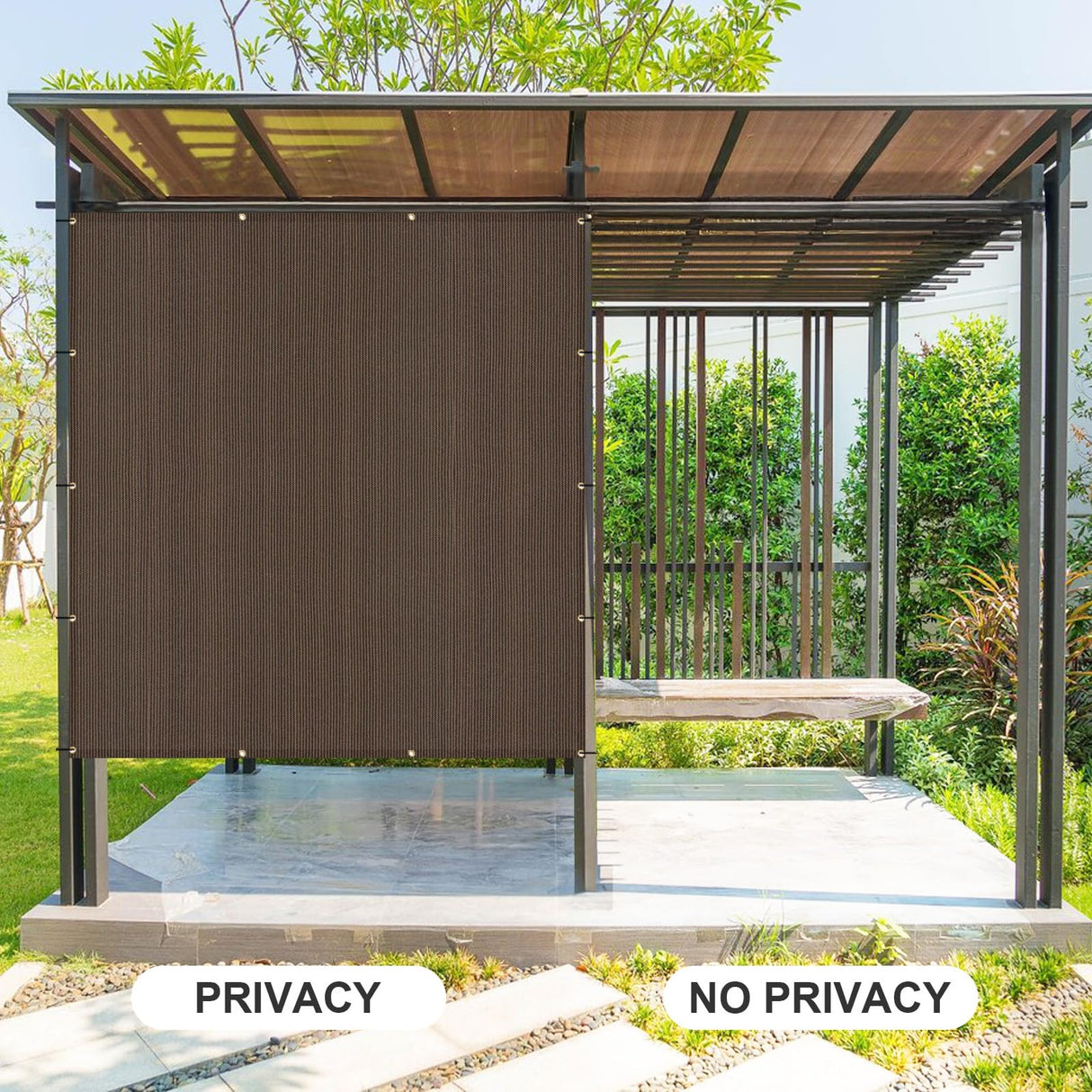 Cool Area Sun Shade Cloth with Grommets 10×15 FT Shade Panel Shade Tarp Screen Fabic for Outdoor Patio Pergola Cover Deck Garden, Brown (Customized) Cool Area