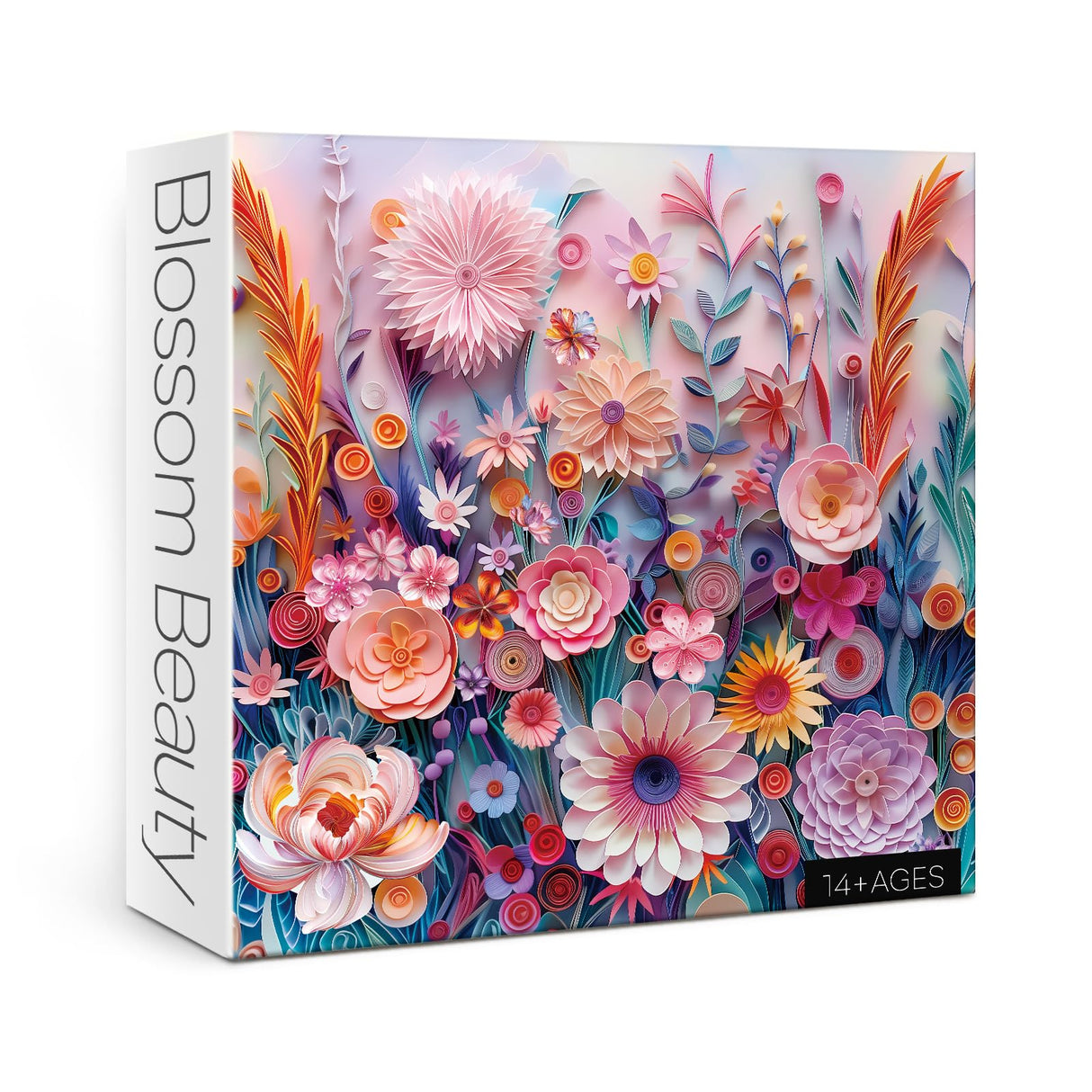 Colorful Flower Puzzle for Adults 1000 Pieces, Papercut Pretty Floral Jigsaw Puzzle, Beautiful Art Garden Daisy Puzzle BBOLDIN