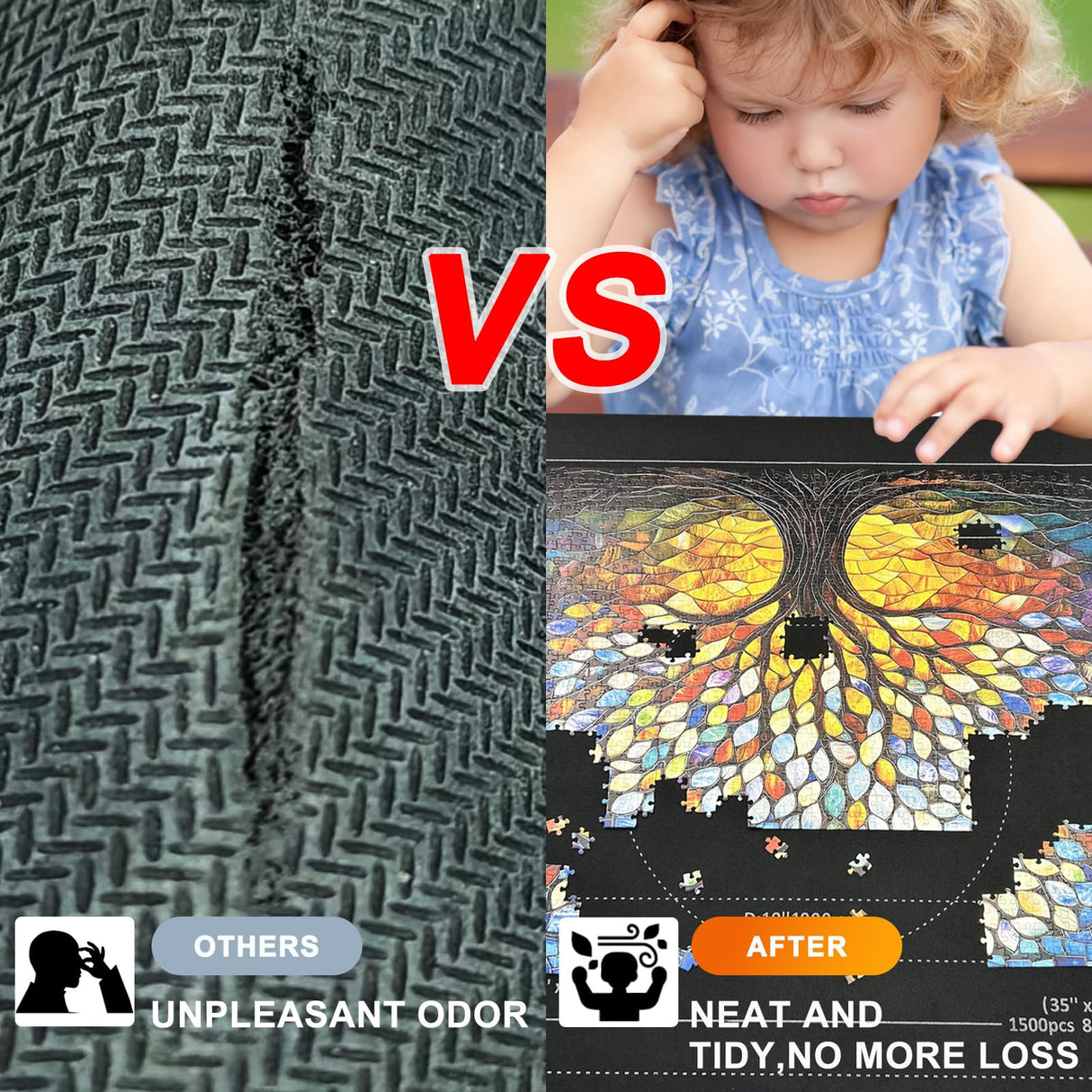 Napzy Puzzle Mat-Jigsaw Puzzles Matt Roll Up to 1500pcs Roll-up Puzzled Board Puzzling Organizers and Storage with 8PCS Jigsaws Sorting Trays, Drawstring Storages Bag Portable Jigsawn Keeper Saver Napzy