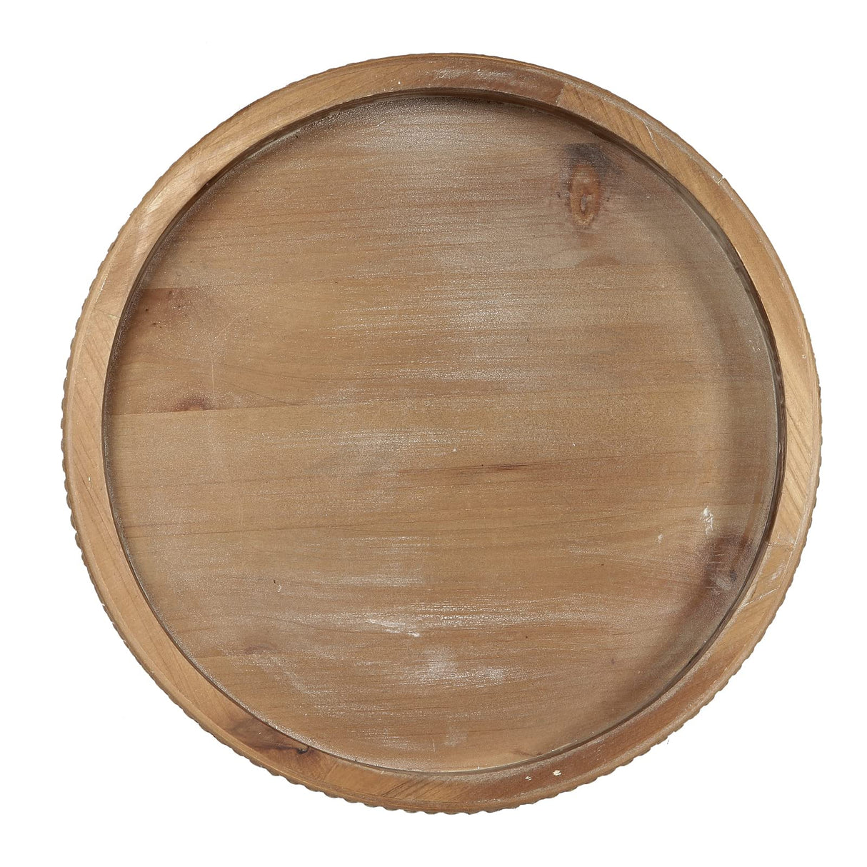 Carah & Cossh 12'' Round Wooden Tray, Whitewashed Round Decorative Wood Tray, Round Farmhouse Rustic Decorative Tray, Perfect for Storage and Display (Rustic Brown) Carah & Cossh