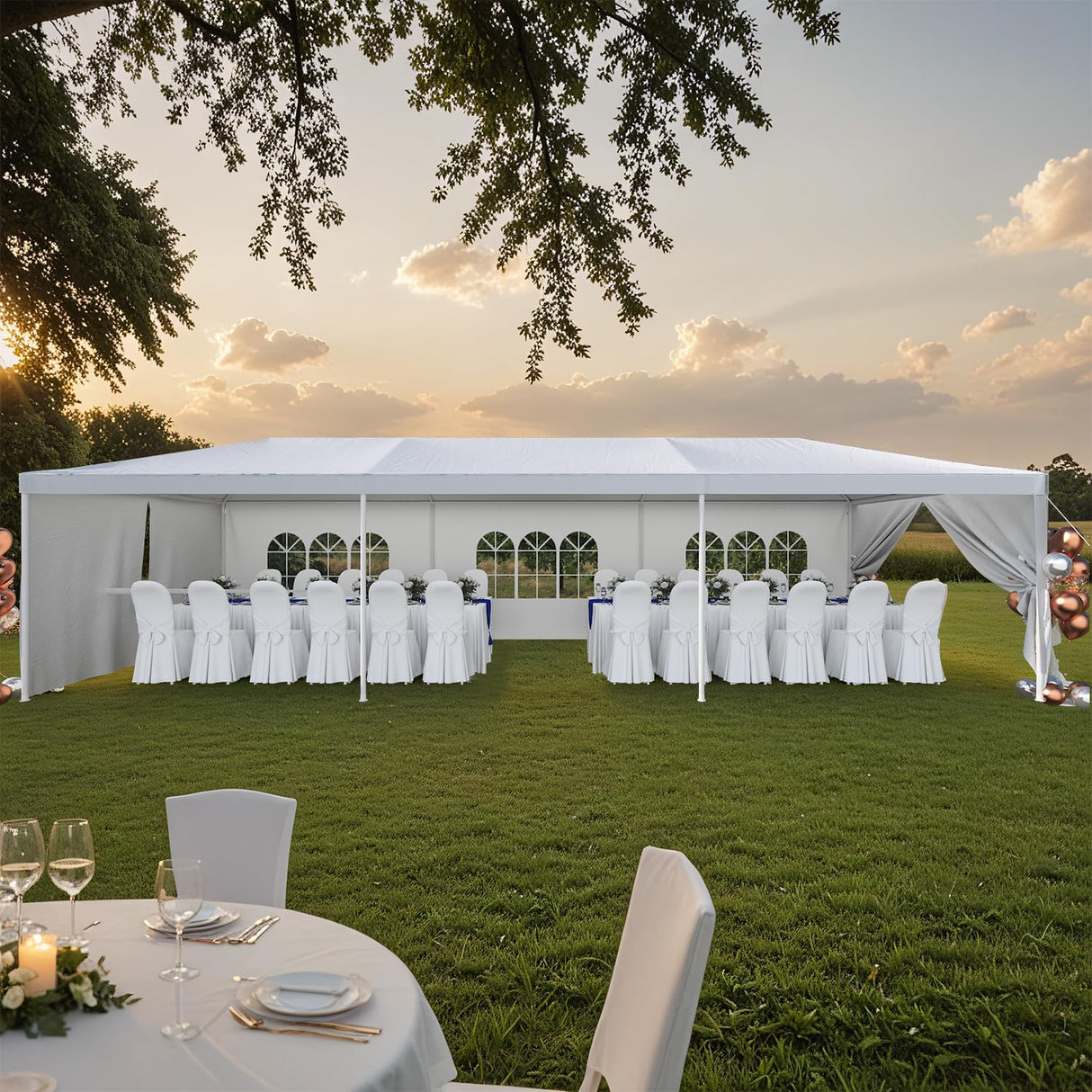 Devoko 10'x30' Heavy-Duty Party Tent - Waterproof Outdoor Canopy with UV Protection & Sidewalls for Weddings, Backyard Events, Patio - Wind-Resistant Large Event Tent Devoko