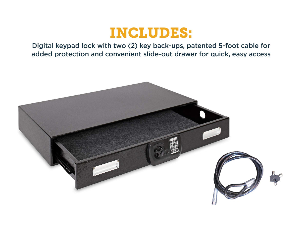 SnapSafe Under Bed Safe, Large – Under Bed Gun Safe for Firearms, Ammunition and Valuables – Fits in Trunk of Small SUVs – Easy Access, Out of Sight, Space Saving – Black, 40 x 6 x 22 Inches SnapSafe