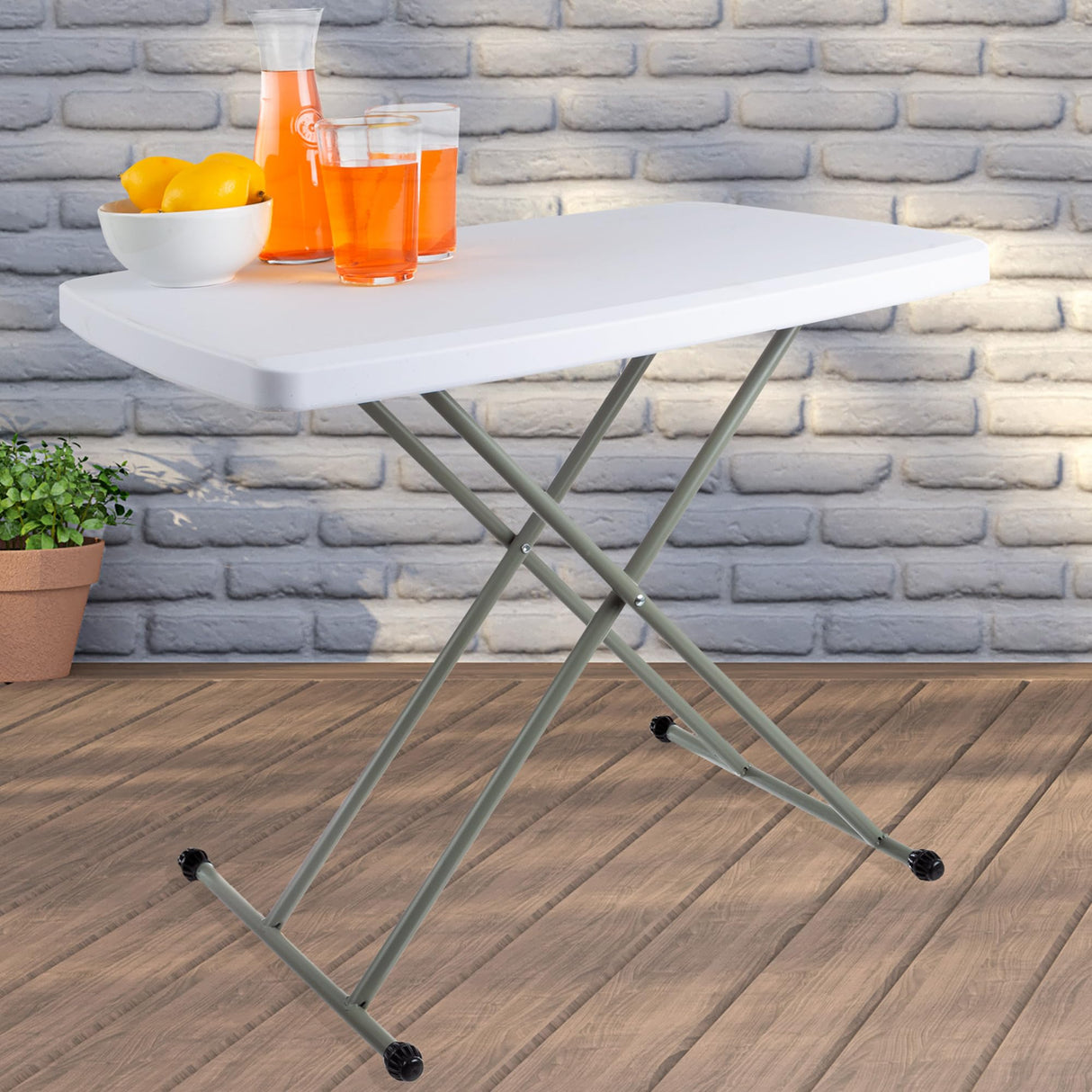Everyday Home Folding Table - Lightweight Portable Folding Desk - Small Plastic Table for Camping, Playing Cards, and Crafting (White) Everyday Home