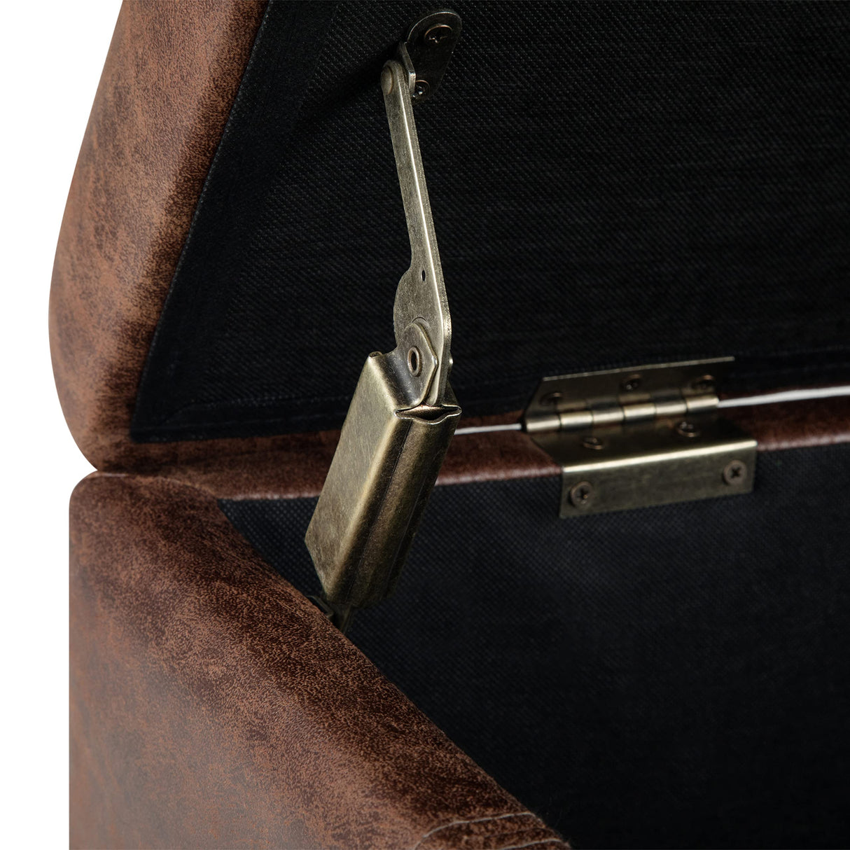 SIMPLIHOME Dover 36 inch Wide Contemporary Rectangle Storage Ottoman Bench in Distressed Umber Brown Vegan Faux Leather, Assembled, For the Living Room, Entryway and Family Room SIMPLIHOME