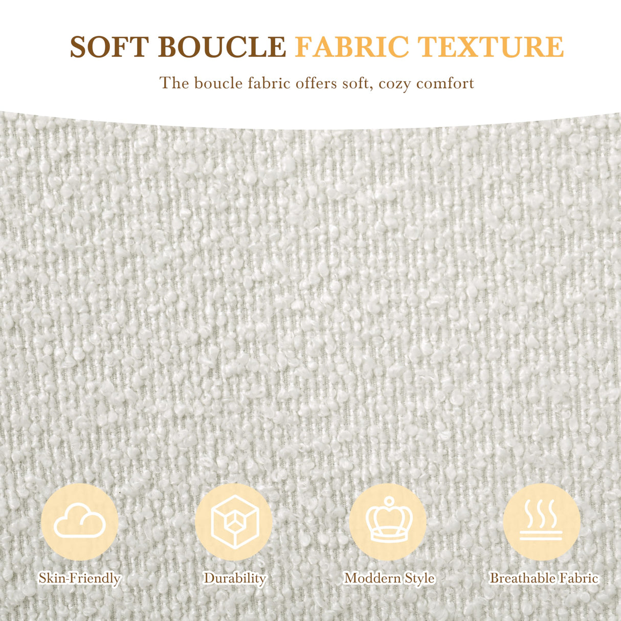 Christopher Knight Home Hazel King Size Bed Frame, Upholstered Platform Bed, Soft Boucle Wingback Headboard, Wood Bed Support and Slats, Curved-Shaped Headboard King Beds for Adult, 45.60" H White Christopher Knight Home