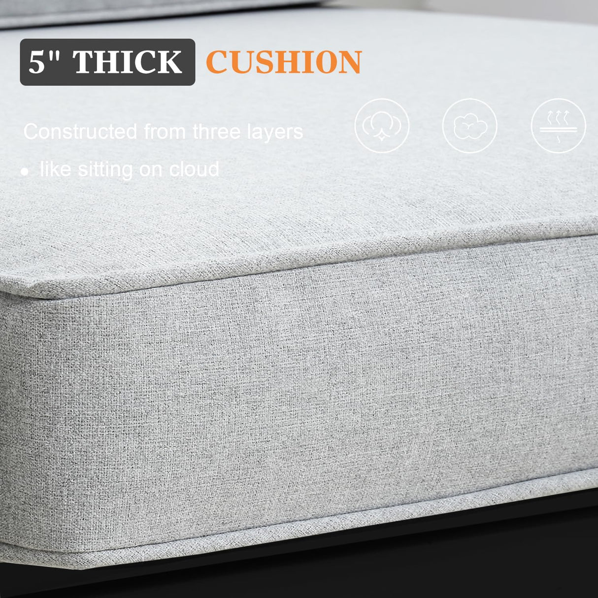 Vakollia 5 Pieces Modern Aluminum Patio Furniture Set, Outdoor Conversation Sets Metal Sectional Sofa with Coffee Table Vakollia