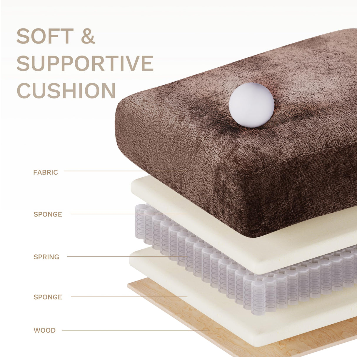 MALOL COLAMY 118" U-Shaped Sectional Couch, 4-Seat Modular Sofa with 2 Ottomans and Foldable Side Table, Brown for Living Room MALOL