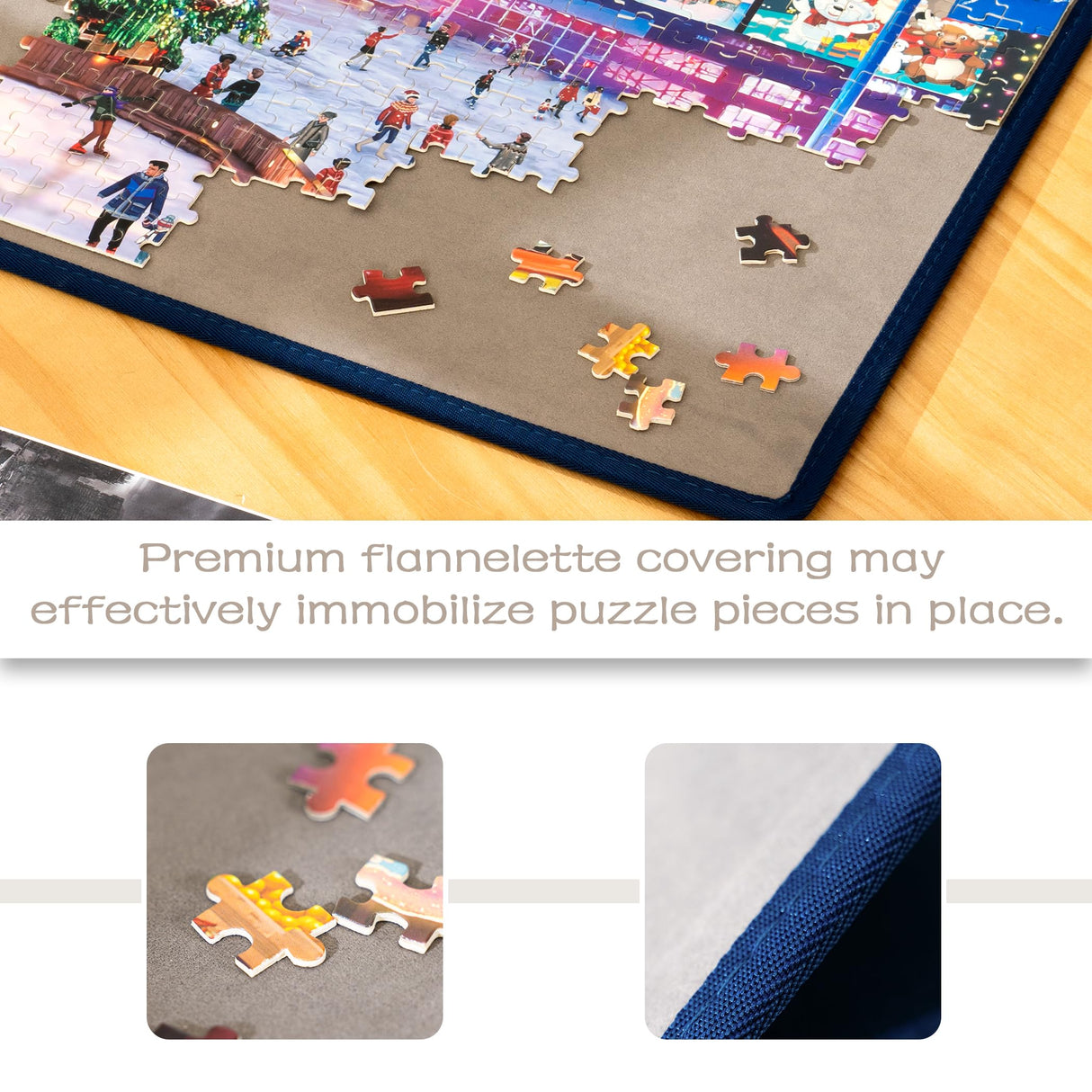 Tektalk Foldable Jigsaw Puzzle Board with 6 Sorting Trays, Portable Puzzle Mat with Puzzle Dustproof Cover for Puzzle Storage Puzzle Saver, Non-Slip Surface, Up to 1000 Pieces (Gray) Tektalk