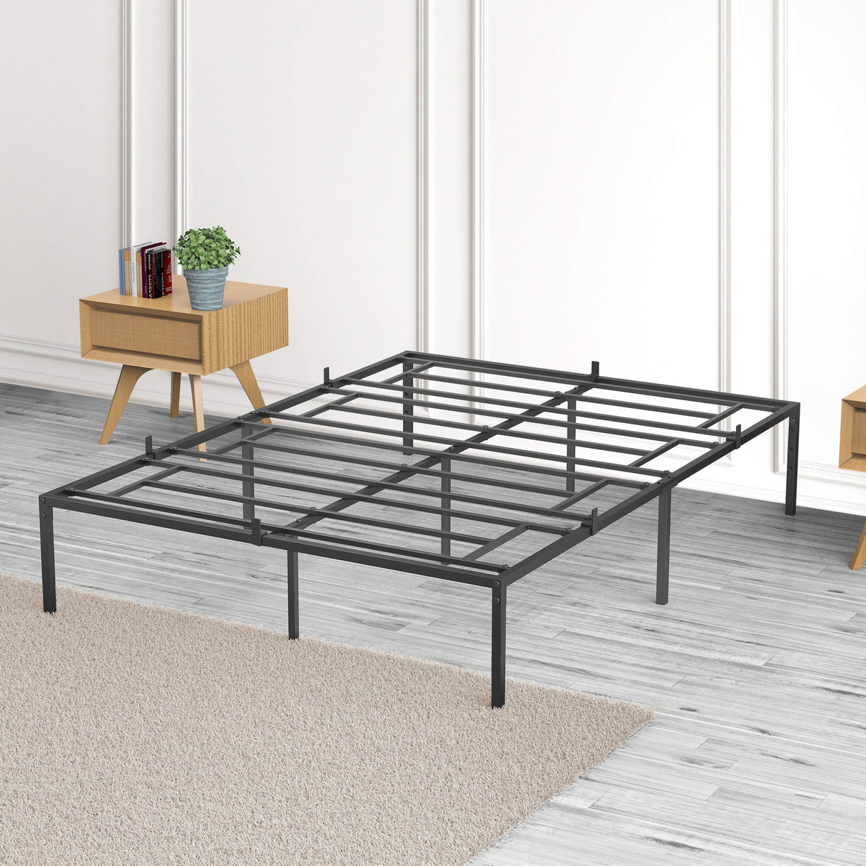 IDEALHOUSE Full Bed Frame with Storage 14 Inch Metal Platform Bed Frame with Steel Slat Support No Box Spring Needed,Mattress Foundation,Easy to Assemble… IDEALHOUSE