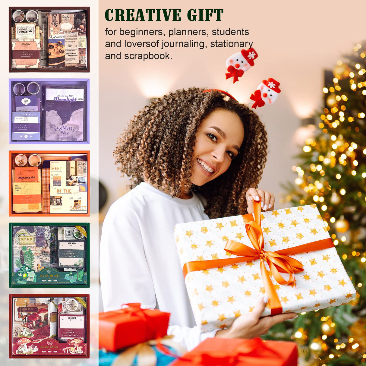 Scrapbooking Supplies Kit, Vintage Aesthetic Scrapbook Kit, Junk Journal Supplies with Scrapbooking Paper A6 Grid Notebook, Journaling Supplies, Birthday Craft Gift for Adult Teen Girl Kid, Botanical OFFIGIFT