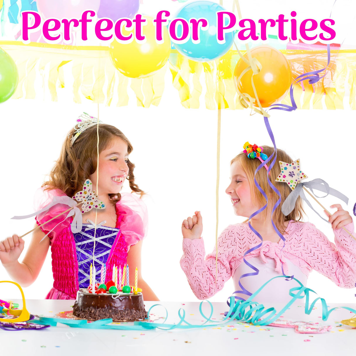 ArtCreativity Fairy Wand Kit, Includes 18 Wooden Wands, 18 Ribbons, and 5 Gem Sticker Sheets - Wand Decorating Kit - Birthday Party Crafts for Kids - Princess Party Activity ArtCreativity