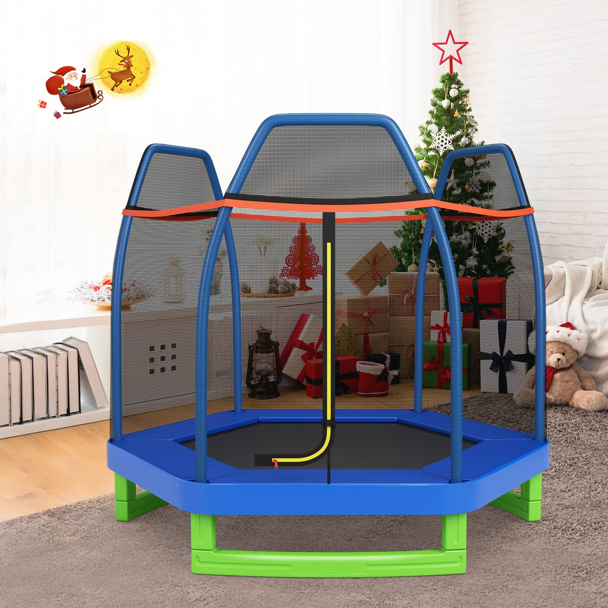 Giantex 7FT 84” Kids Trampoline for Toddlers with Enclosure Net, ASTM Approval & Widened Base for Indoor Outdoor Giantex