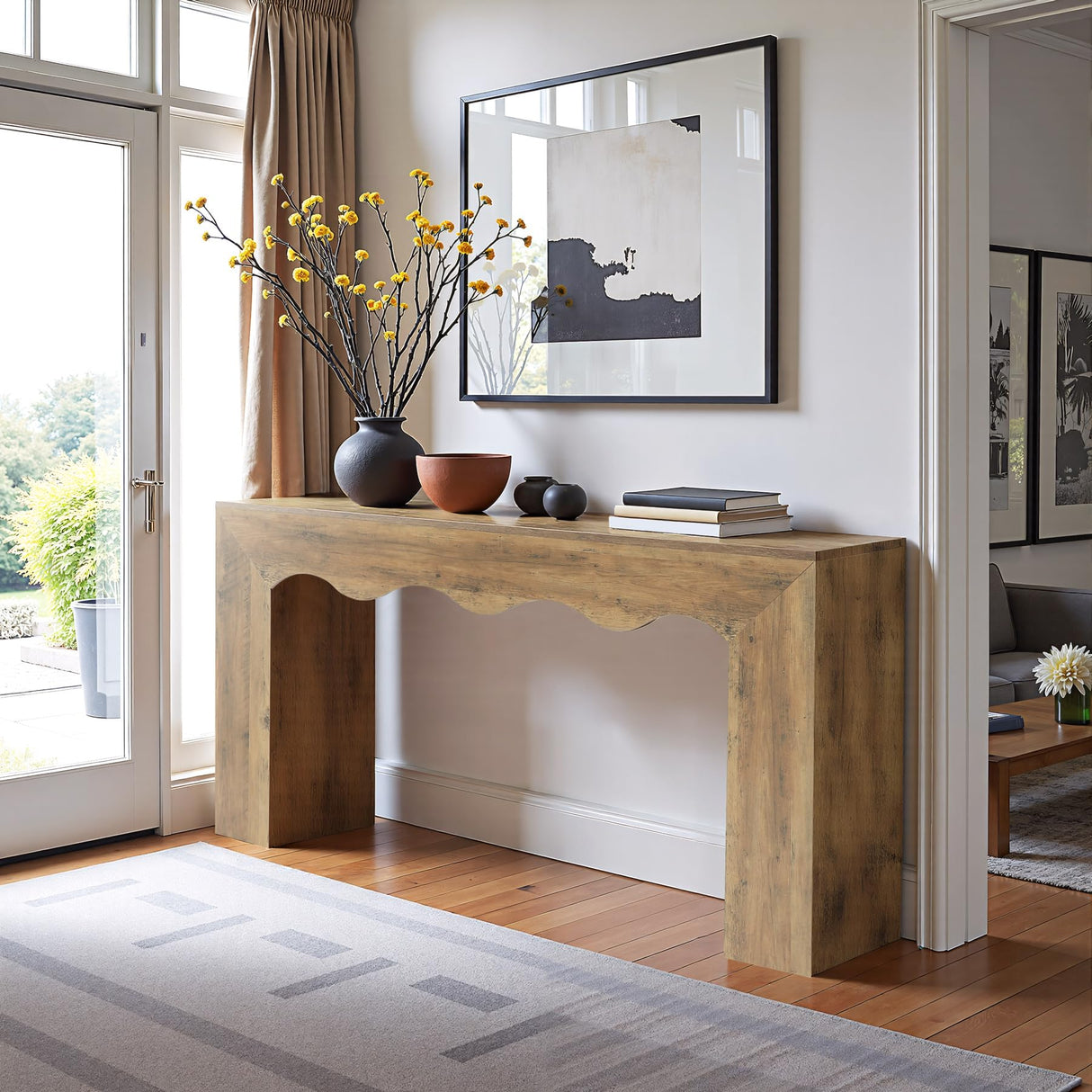 Tribesigns 63" Farmhouse Console Table, Wooden Couch Table Behind Sofa with Storage, Long Entryway Sofa Station, Narrow Console Stand with Base, Hallway Stand for Entryway, Living Room Tribesigns