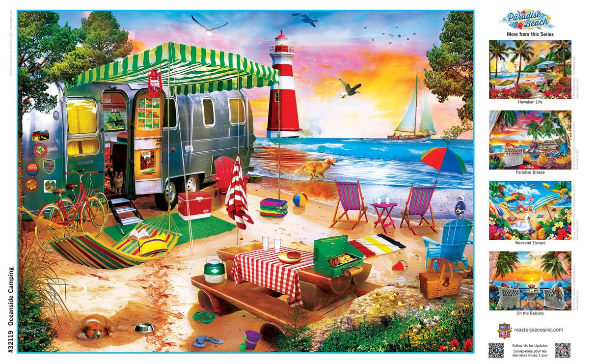 Masterpieces 550 Piece Jigsaw Puzzle For Adults and Family - Oceanside Camping - 18"x24" Masterpieces