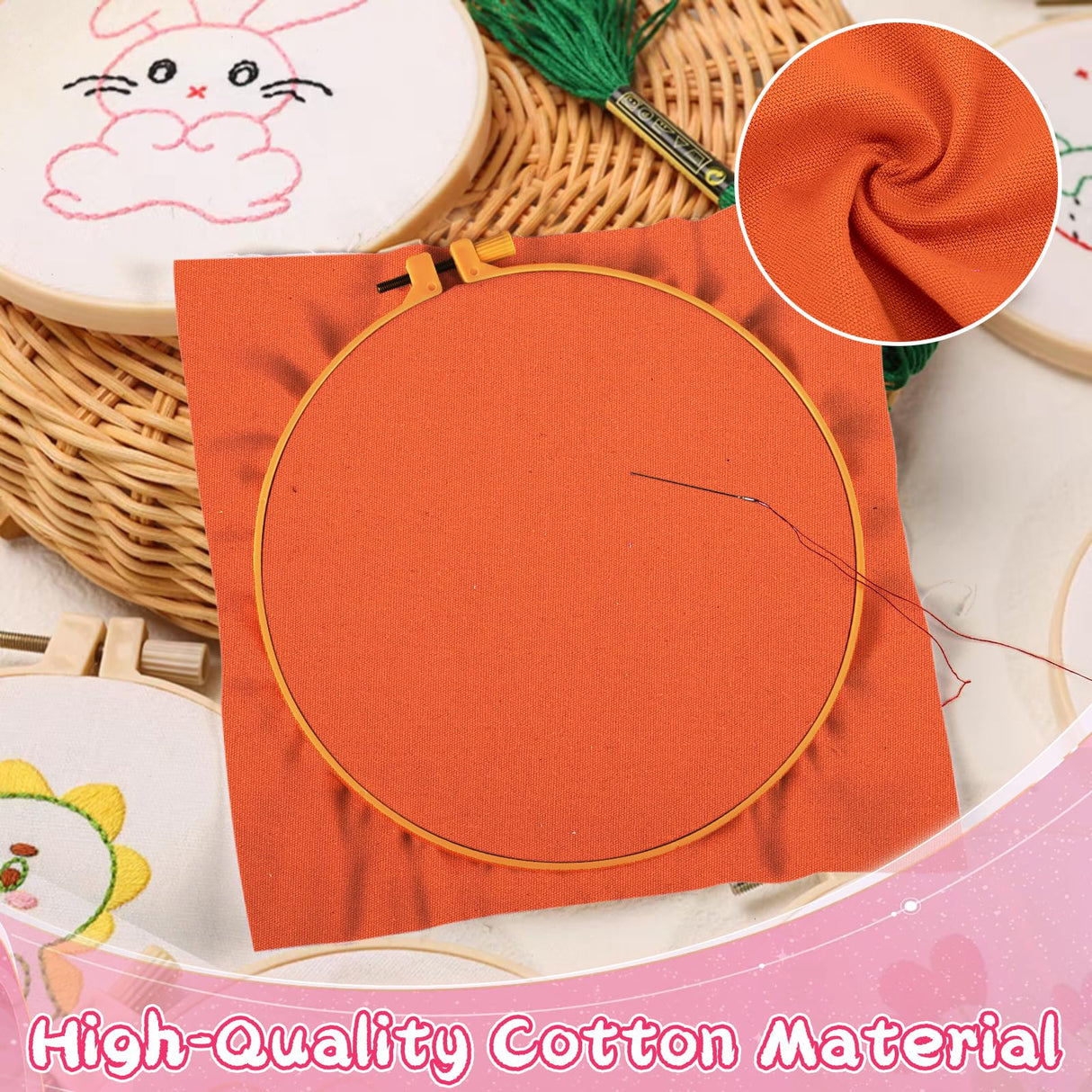 12 Sheets 12 Colors Embroidery Fabric, Pre-Cut Natural Cotton Embroidery Cloth Fabric, Embroidery Cloth Squares for Embroidery Garment Craft (5.9×5.9Inch) Nitelemn