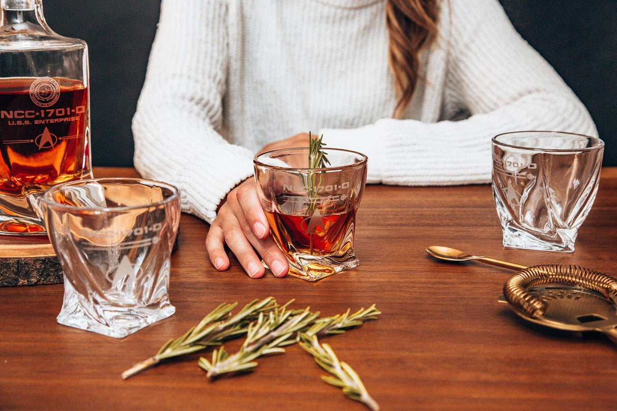 Star Trek: The Next Generation 5-Piece Whiskey Decanter Set | USS Enterprise Themed Party Shot Glasses For Home Barware Collection | Each Glass Holds 10 Ounces Star Trek