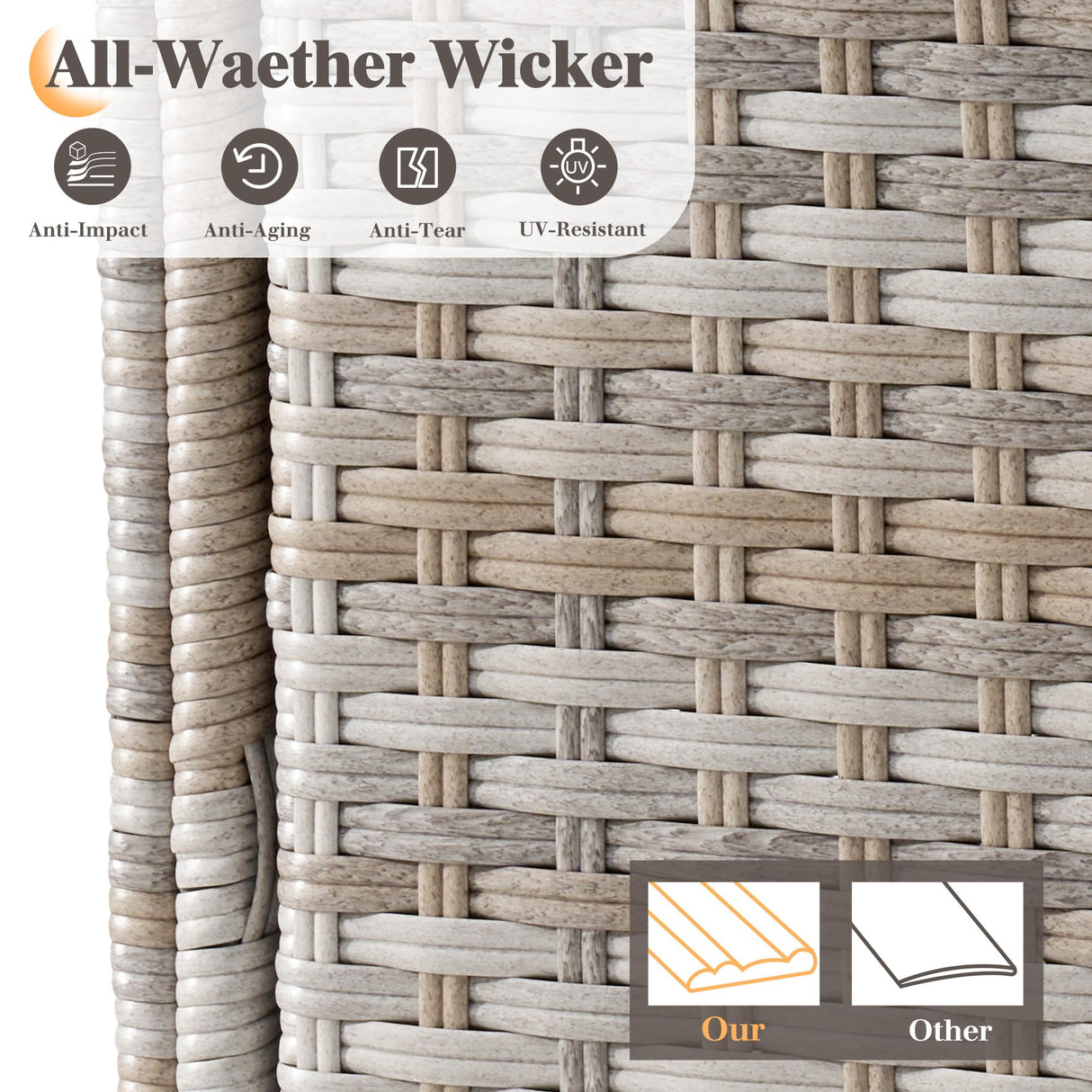 LUXOAK 9-Piece Wicker Patio Furniture Set with Swivel Rocking Chairs, Curved Sectional Sofa with Storage Table, All-Weather Outdoor Conversation Set with 6" Armrests, for Backyard/Garden/Deck LUXOAK