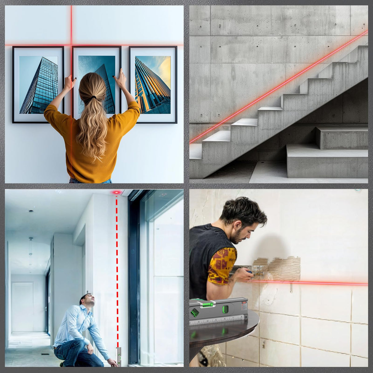 Laser Level, 2-in-1 Laser Level with Metric Rulers, Laser Level for Picture Hanging, 3 Laser Modes Magnetic Level Laser tool for Construction & Home Renovation Deccasa