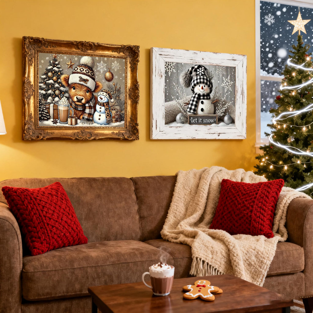 TCDZMYGS 4 Pack Christmas Paint by Numbers Kit for Adults Beginner,Paint by Number Kits Without Frames,DIY Acrylic Oil Painting by Numbers for Home Wall Decor 12x12-12x16 inch TCDZMYGS