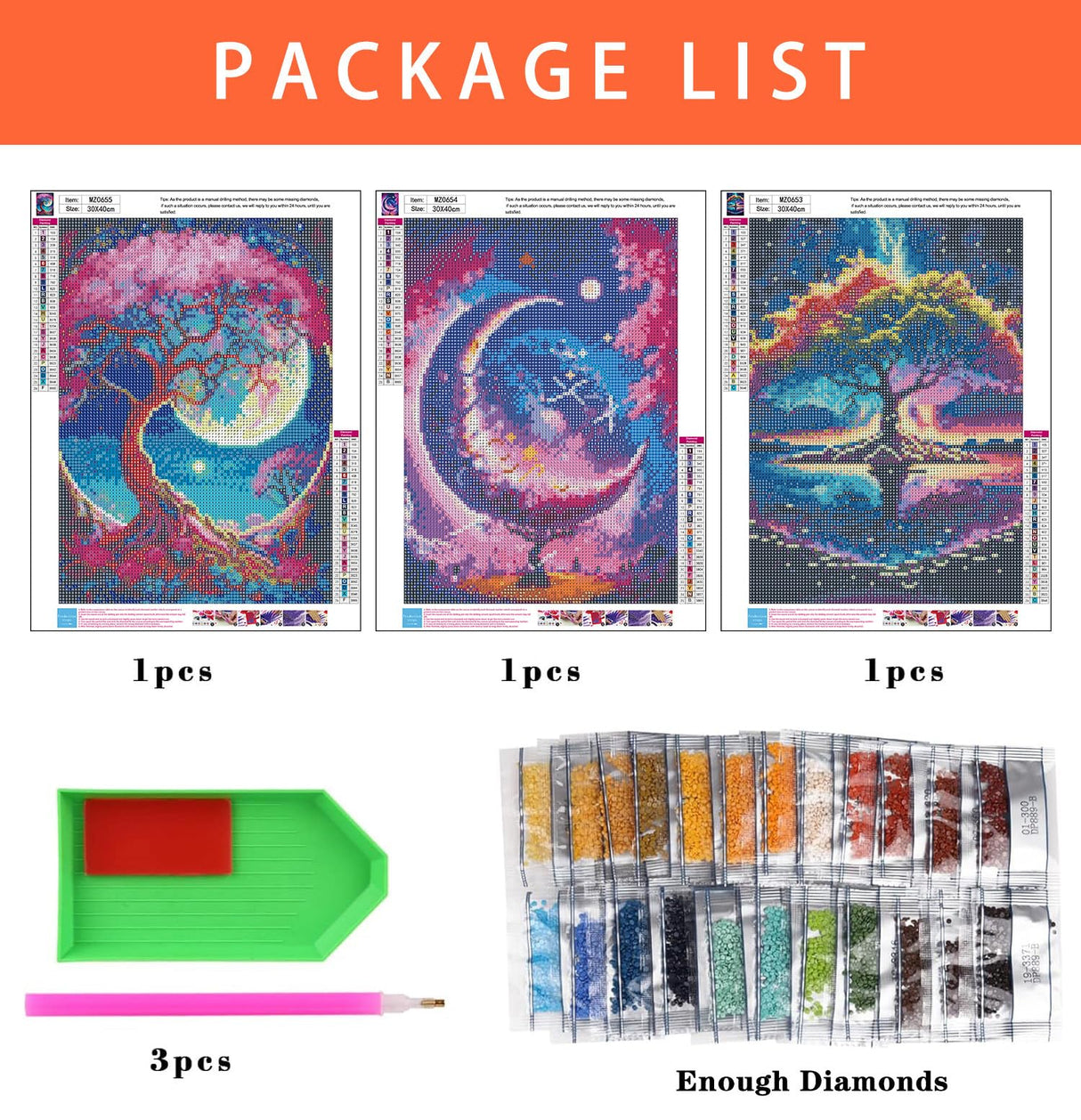 Axquilon 3 Pack Tree of Life Diamond Art Kits for Adults - Diamond Painting Kits for Adults Beginner, DIY 5D Full Drill Gem Art for Home Wall Decor 12x16 inch Axquilon