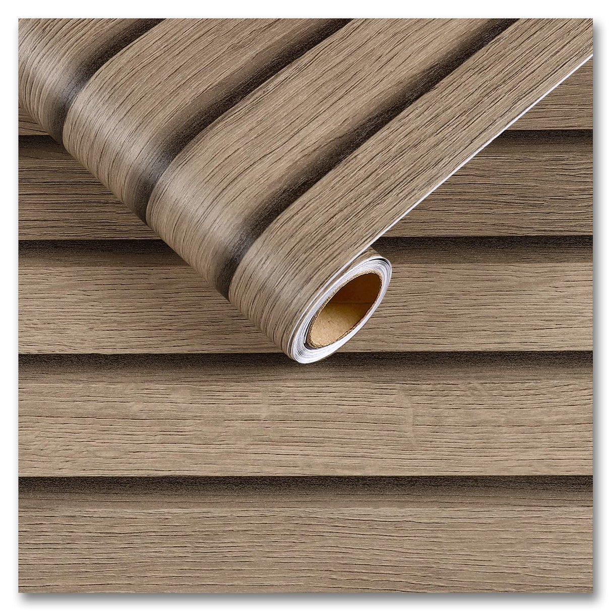 CRE8TIVE 12"x354" Wooded Slats Wood Contact Paper Brown Wood Wallpaper Peel and Stick Countertops Waterproof Wood Stripe Wall Panel Self Adhesive Wood Grain Contact Paper for Bedroom Farmhouse Walls CRE8TIVE