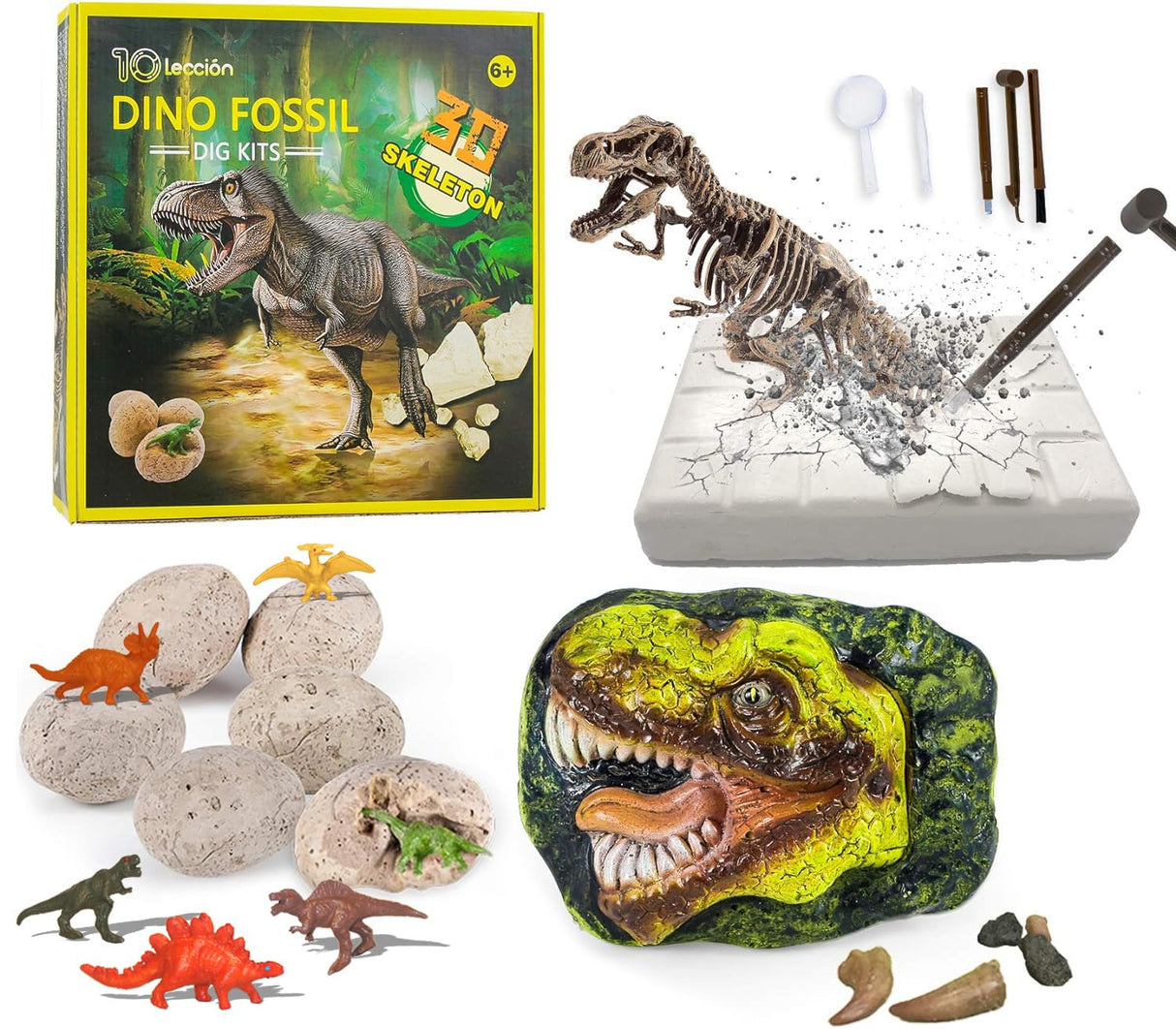 Dinosaur Fossil Digging Kit for Kids, Eggs Excavation Dig Kit, Toys for Kids 5-7 8-12, Great Birthday for Boys and Girls 10Leccion