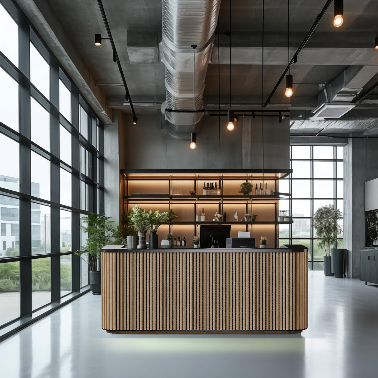 ONNAHOMEStlyle 70.87in Yellow Curved Reception Desk with Lock Drawer File Cabinet,Mid Century Front Desk Reception Room Table with LED Lights, Retail Counter for Checkout, Lobby, Beauty Salon ONNAHOMEStlyle